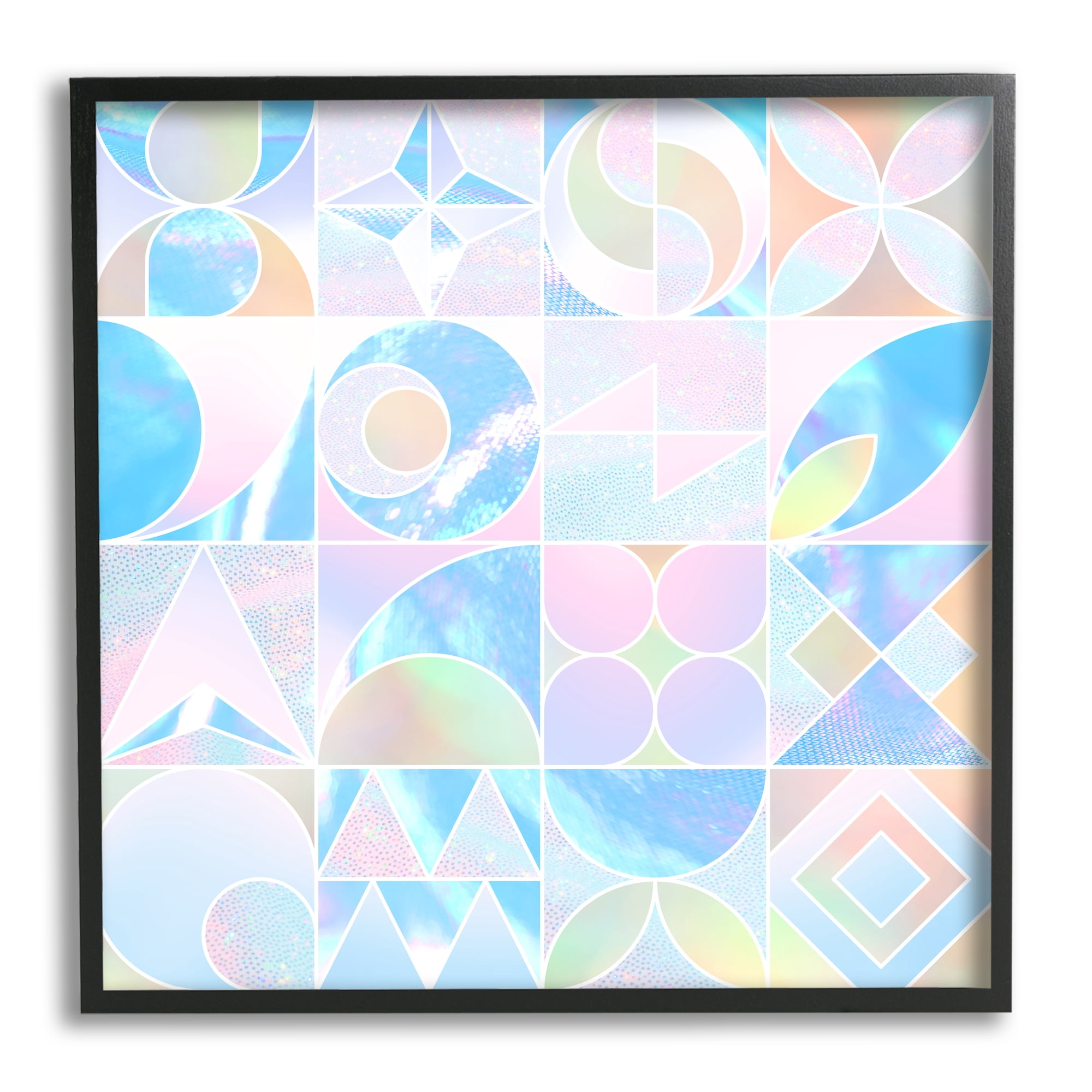 Stupell Industries Geometric Pastels Varied Shapes Abstract Painting Black Framed Art Print Wall Art, 24 x 24