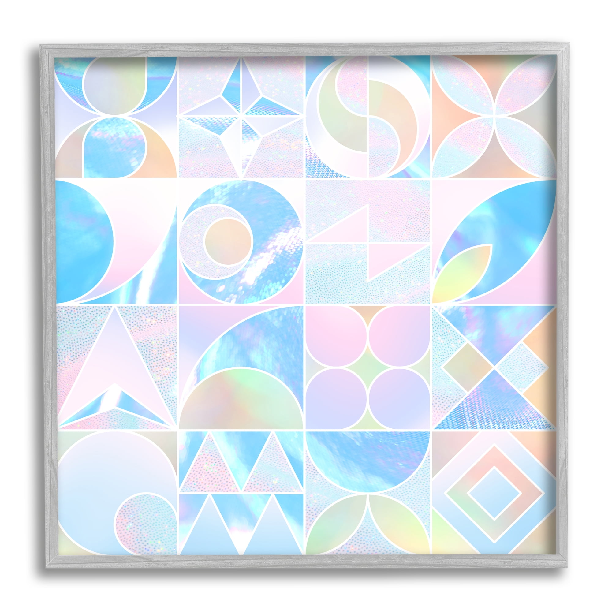 Stupell Industries Geometric Pastels Varied Shapes Abstract Painting Gray Framed Art Print Wall Art, 12 x 12