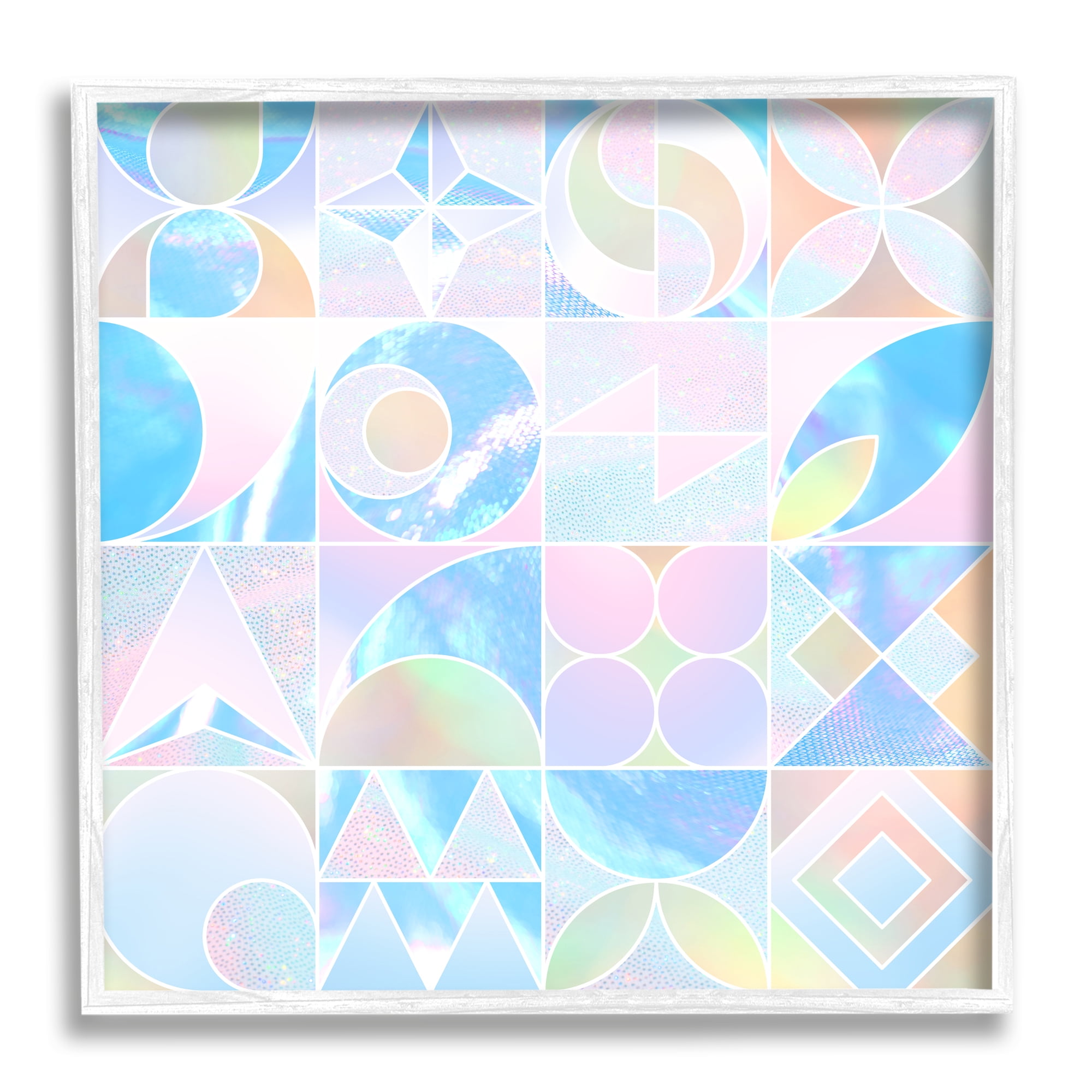 Stupell Industries Geometric Pastels Varied Shapes Abstract Painting White Framed Art Print Wall Art, 12 x 12
