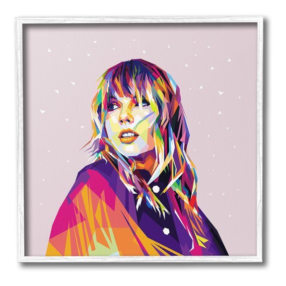 Stupell Industries Geometric Pattern Taylor Abstract Painting White Framed Art Print Wall Art, 24 x 24