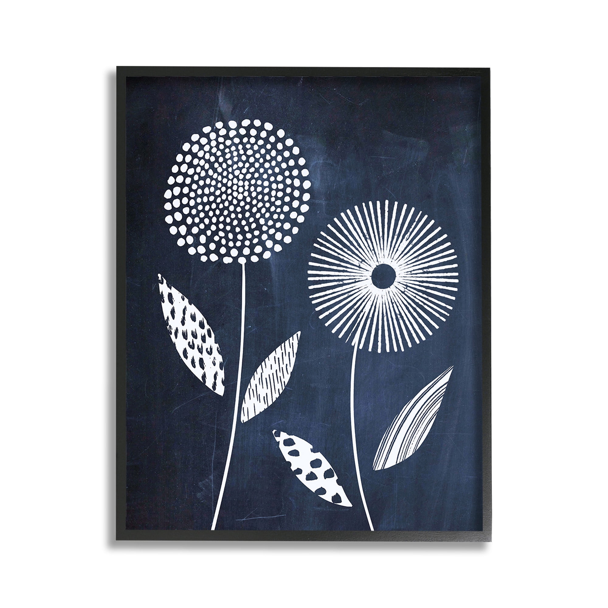 Stupell Industries Geometric Patterned Flowers Botanical & Floral Painting Black Framed Art Print Wall Art, 11 x 14