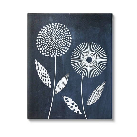 Stupell Industries Geometric Patterned Flowers Botanical & Floral Painting Gallery Wrapped Canvas Art Print Wall Art, 16 x 20