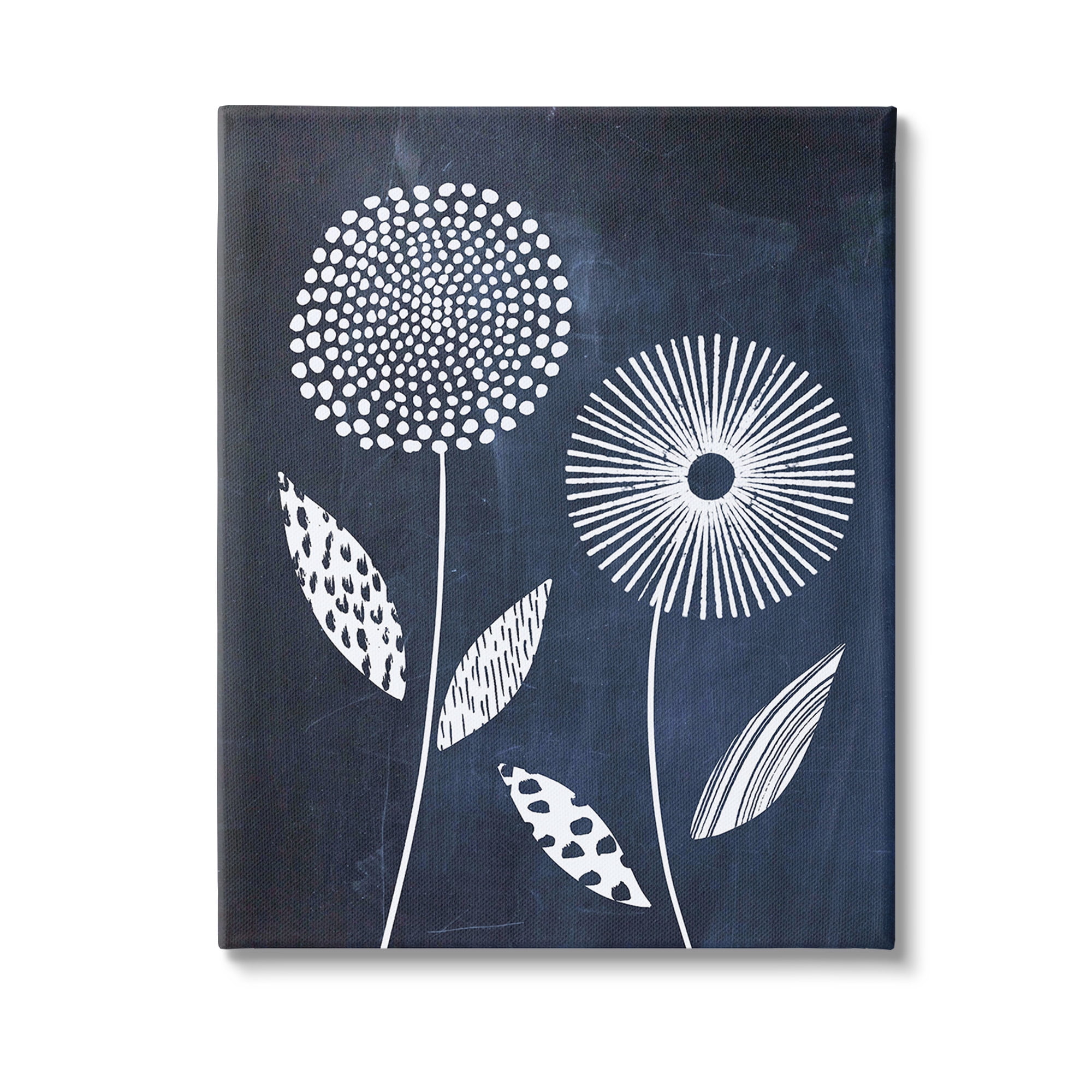 Stupell Industries Geometric Patterned Flowers Botanical & Floral Painting Gallery Wrapped Canvas Art Print Wall Art, 24 x 30