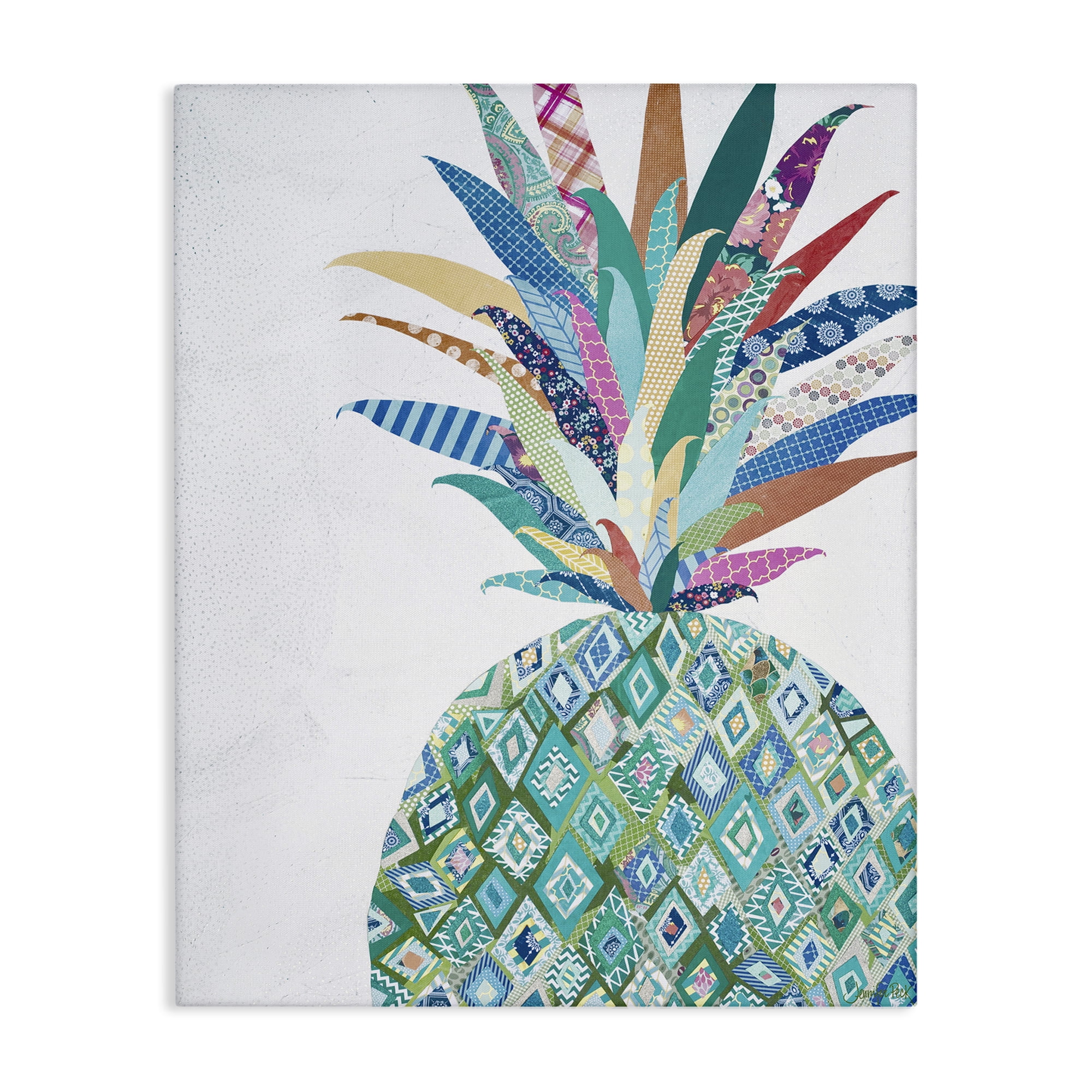 Large Multicolor Geometric Pineapple Canvas Wall Art