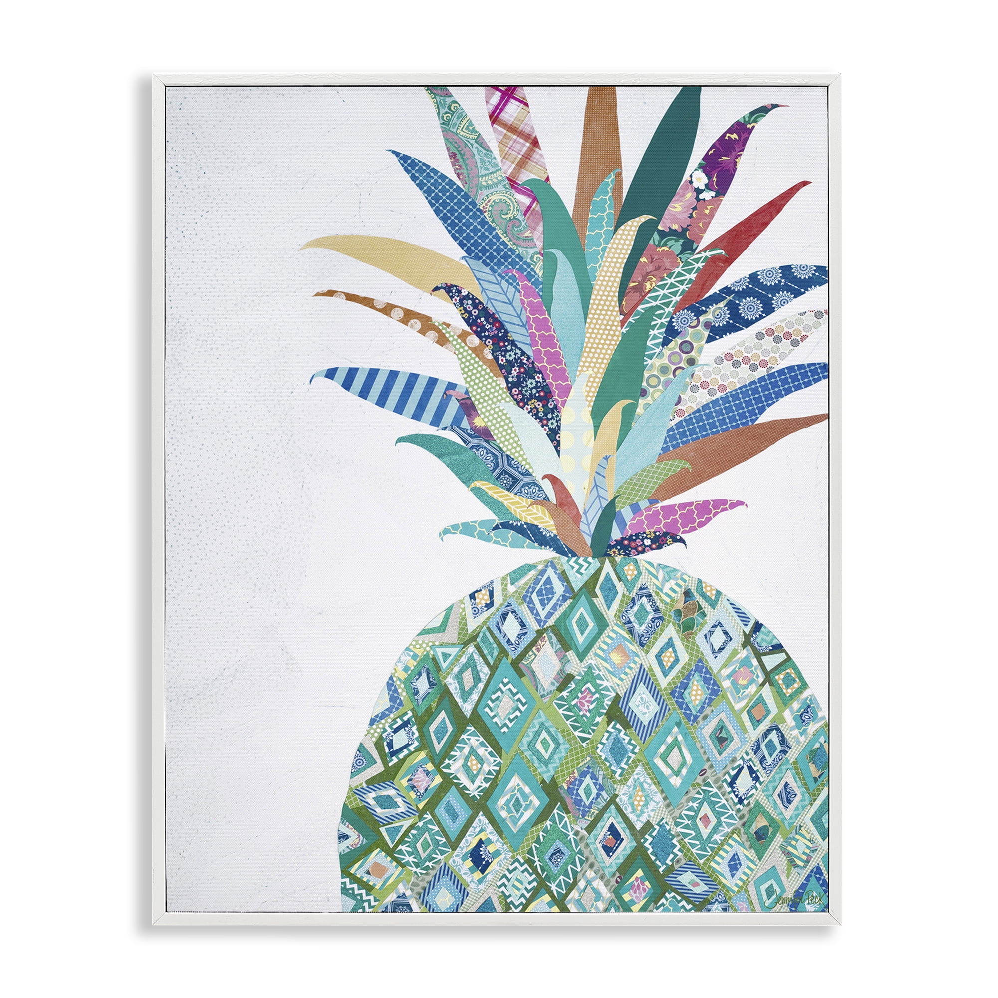 Colorful Abstract Pineapple Print in White Frame, 11 x 14