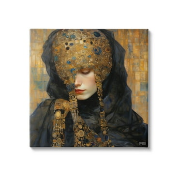 Stupell Industries Geometric Patterned Portrait Abstract Painting Gallery Wrapped Canvas Art Print Wall Art, 17 x 17