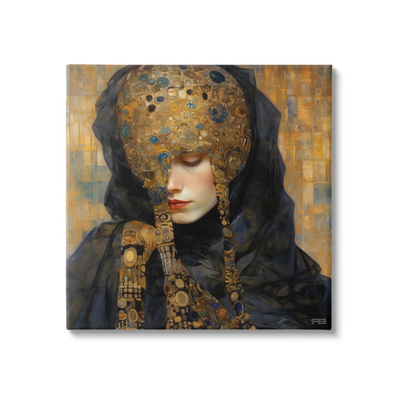 Stupell Industries Geometric Patterned Portrait Abstract Painting Gallery Wrapped Canvas Art Print Wall Art, 30 x 30