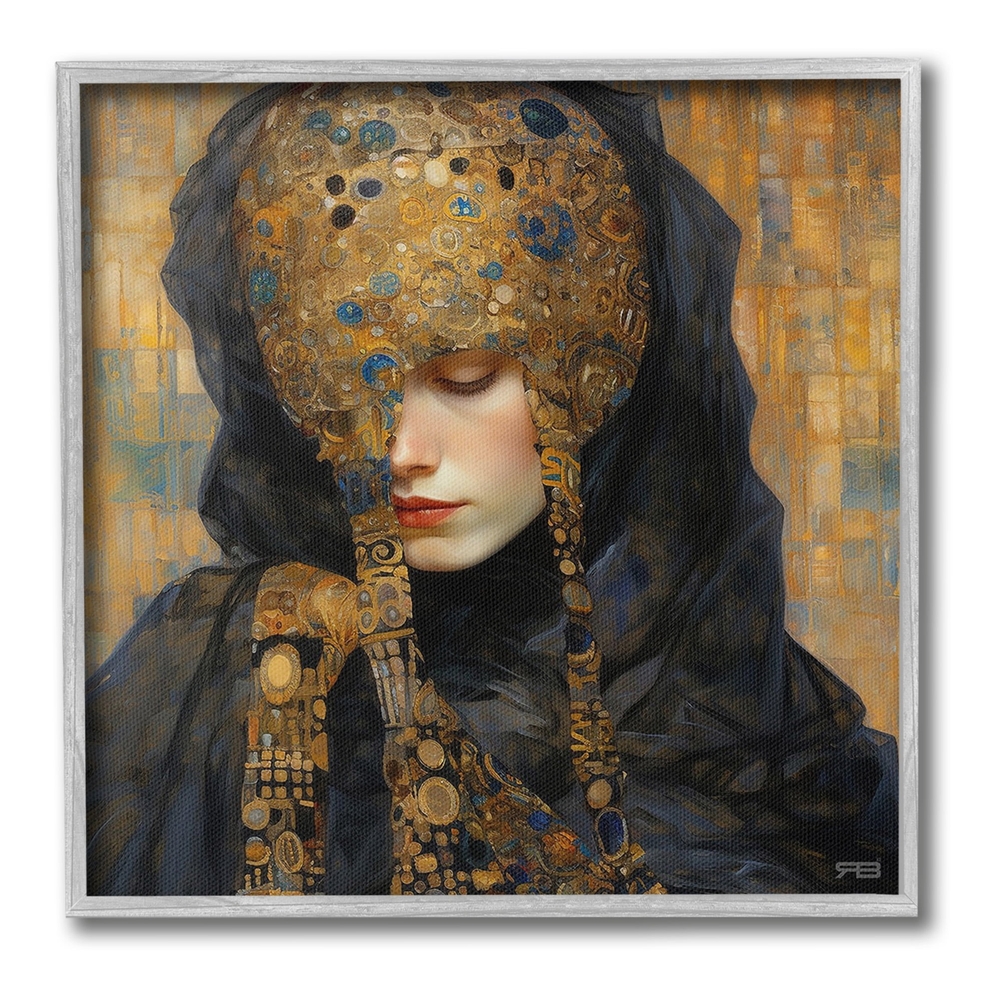 Stupell Industries Geometric Patterned Portrait Abstract Painting Gray Framed Art Print Wall Art, 12 x 12