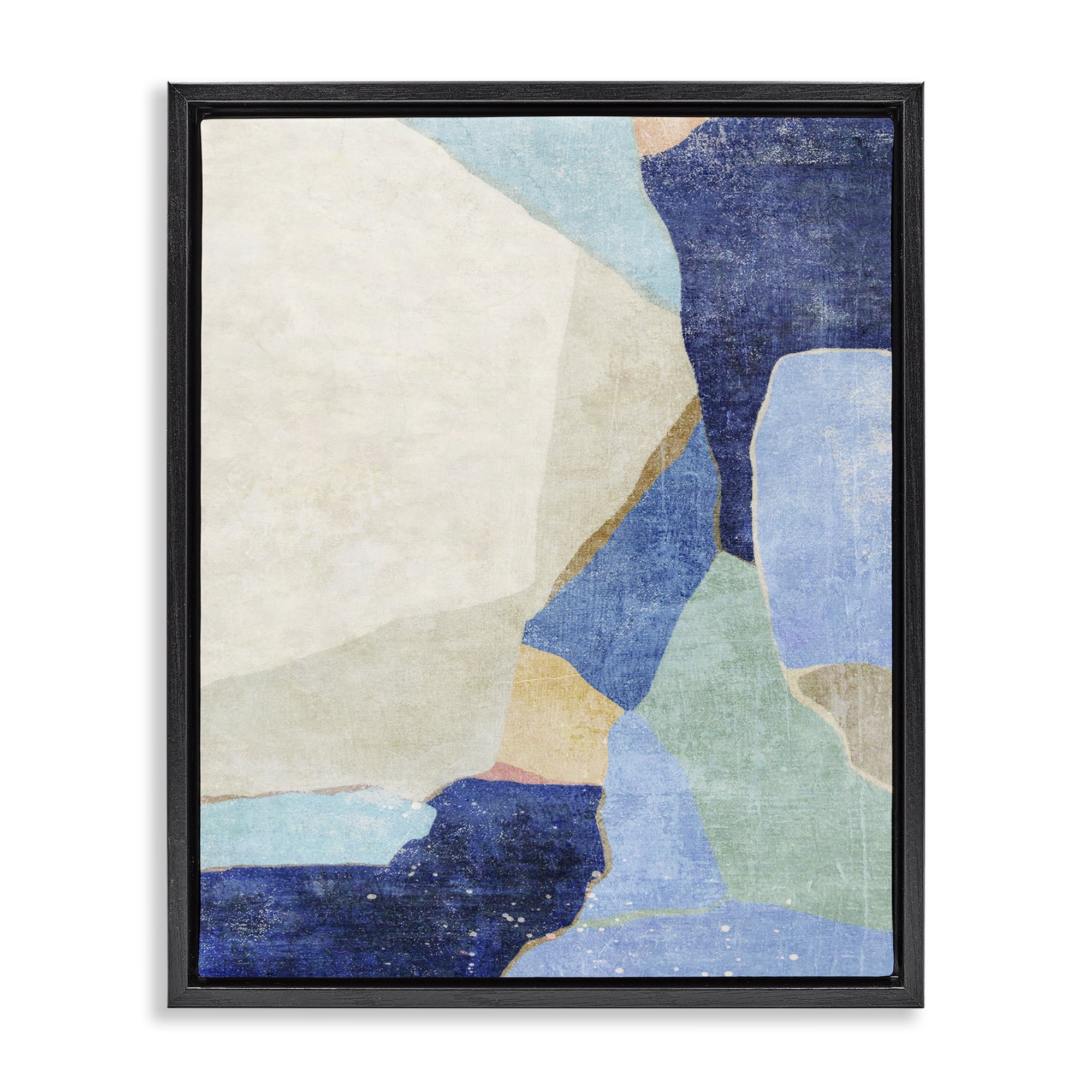 Stupell Industries Geometric Patterned Shapes Abstract Painting Black Floater Framed Canvas Art Print Wall Art, 25 x 31
