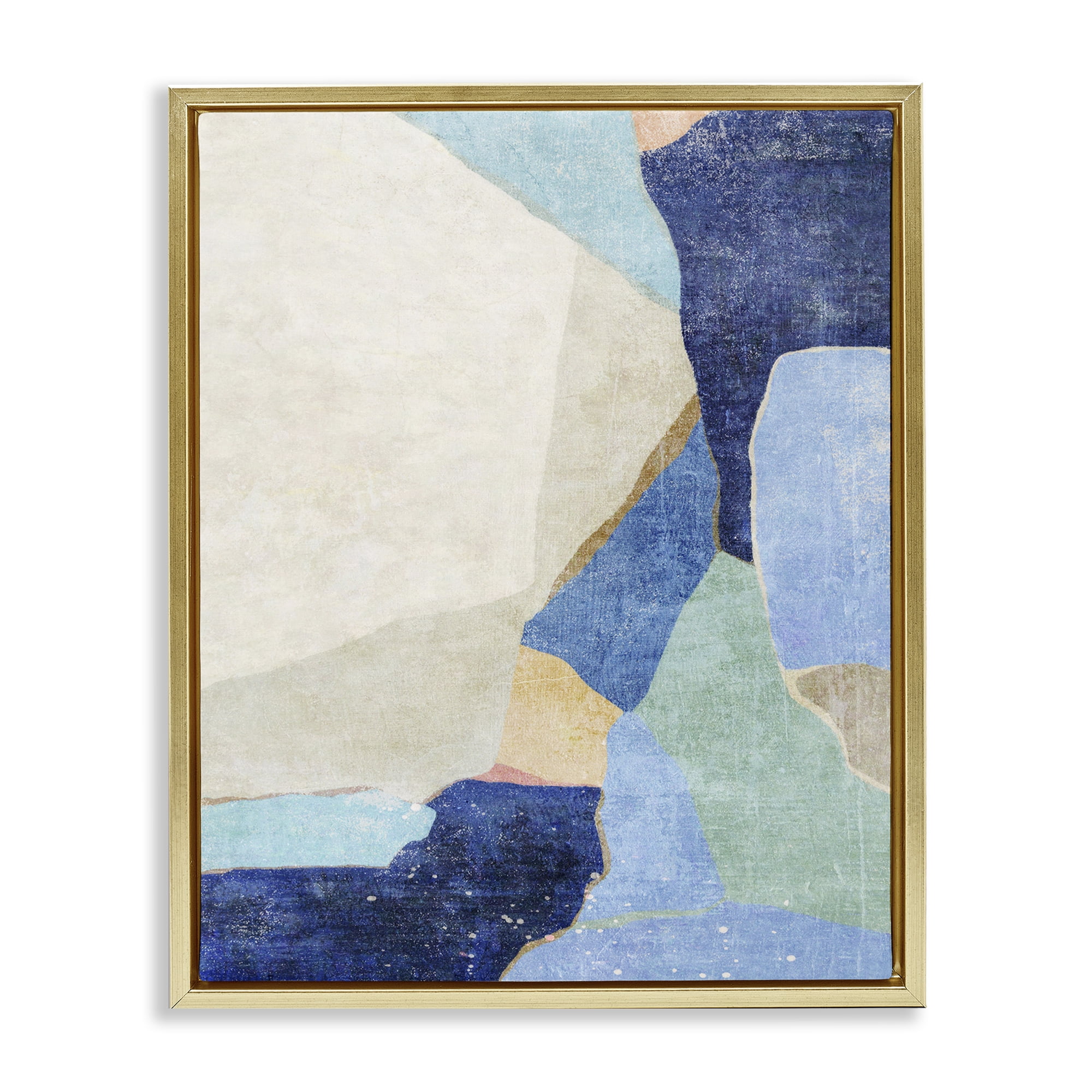 Stupell Industries Geometric Patterned Shapes Abstract Painting Gold Floater Framed Canvas Art Print Wall Art, 25 x 31