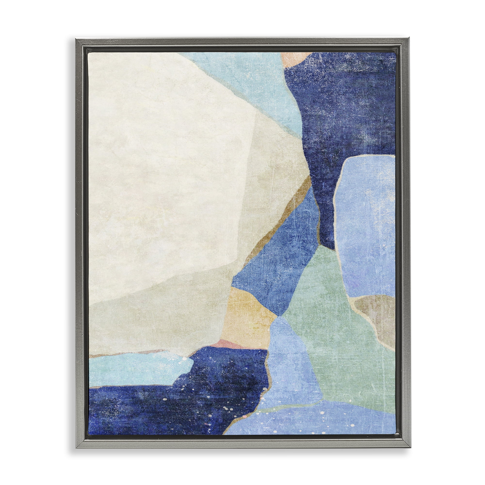 Stupell Industries Geometric Patterned Shapes Abstract Painting Gray Floater Framed Canvas Art Print Wall Art, 25 x 31