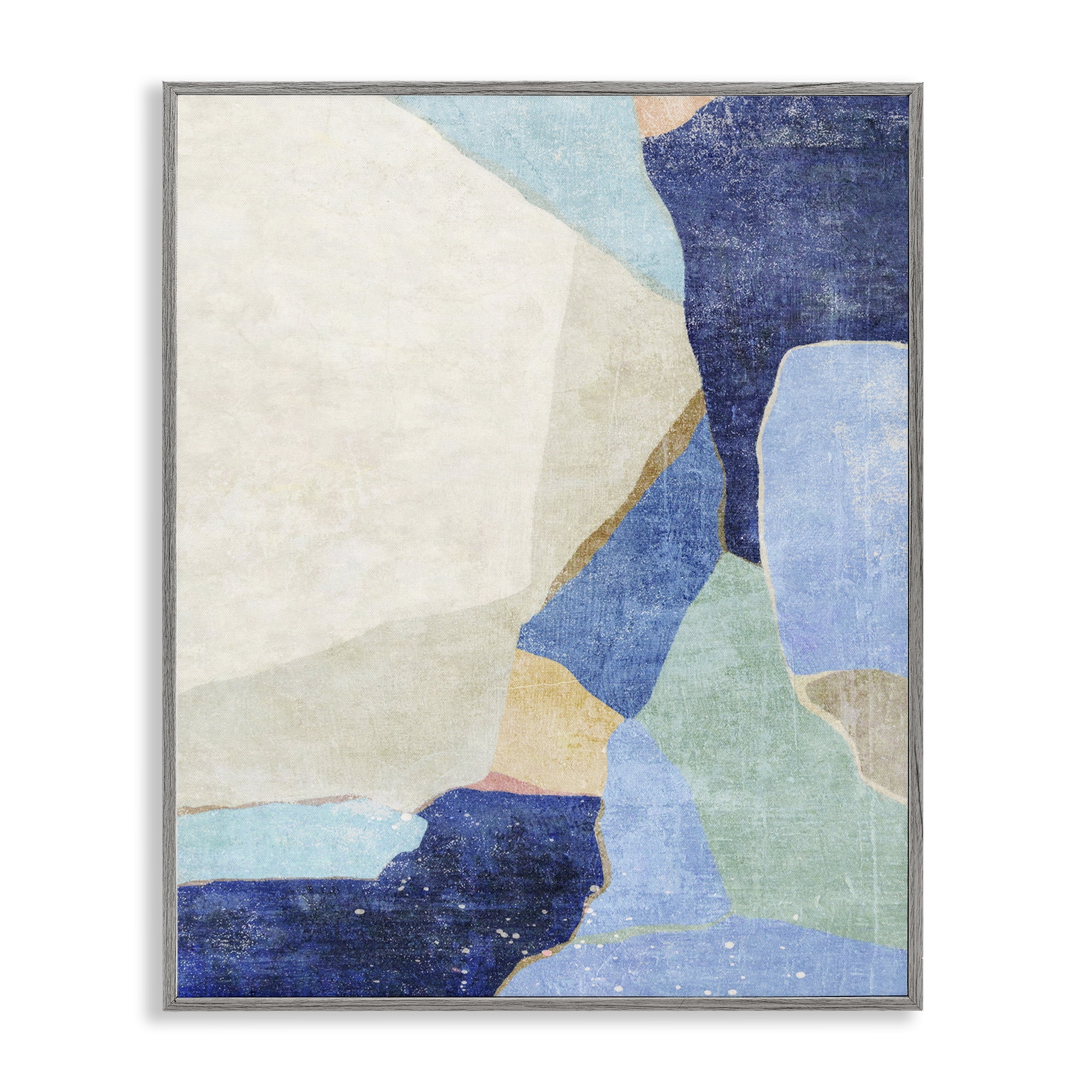Stupell Industries Geometric Patterned Shapes Abstract Painting Gray Framed Art Print Wall Art, 16 x 20