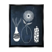 Stupell Industries Geometric Plant Doodles Botanical & Floral Painting Black Floater Framed Canvas Art Print Wall Art, 17 x 21