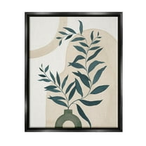 Stupell Industries Geometric Plant Vase Shapes Graphic Art Jet Black Floating Framed Canvas Print Wall Art, Design by Grace Popp