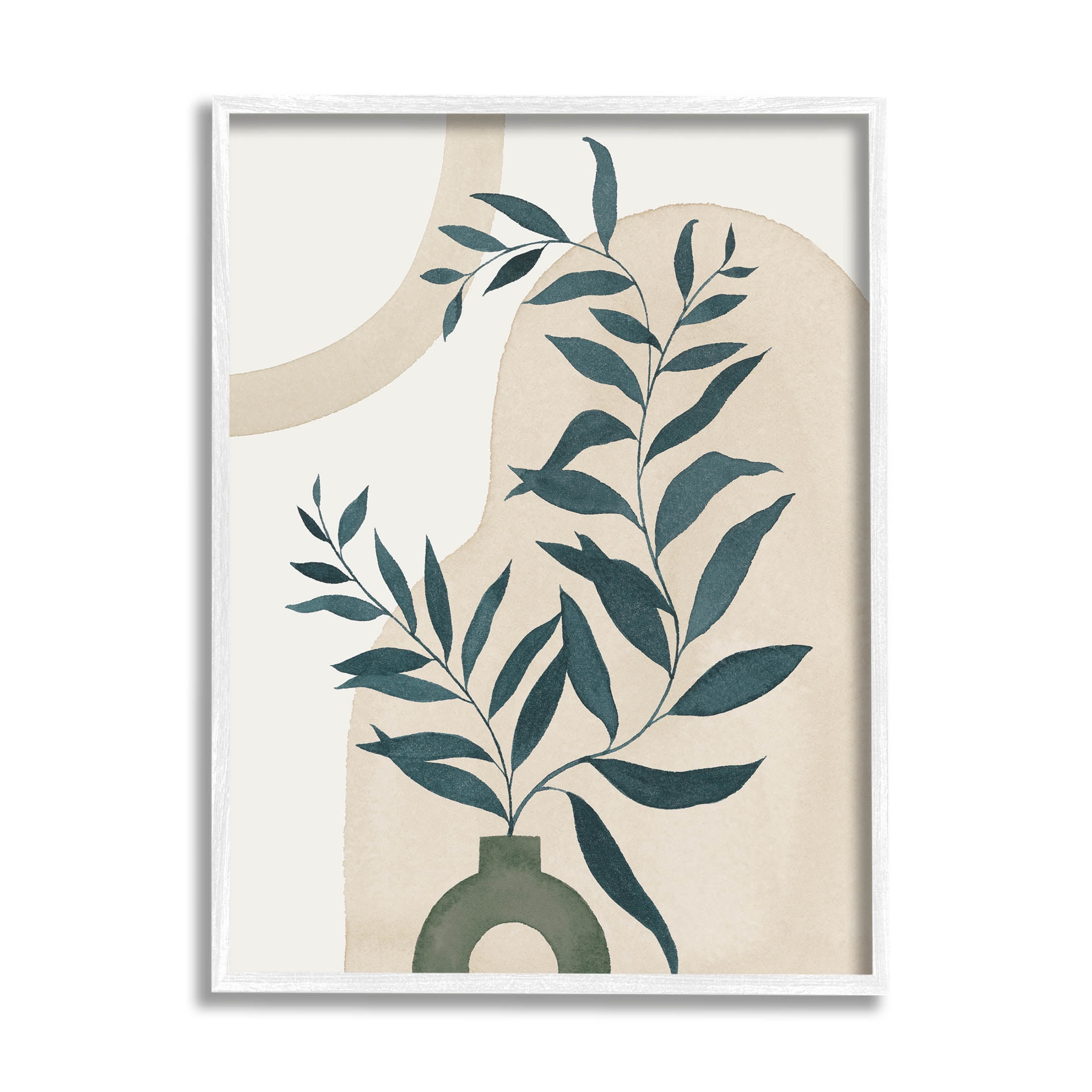 Stupell Industries Geometric Plant Vase Shapes Graphic Art White Framed Art Print Wall Art, Design by Grace Popp