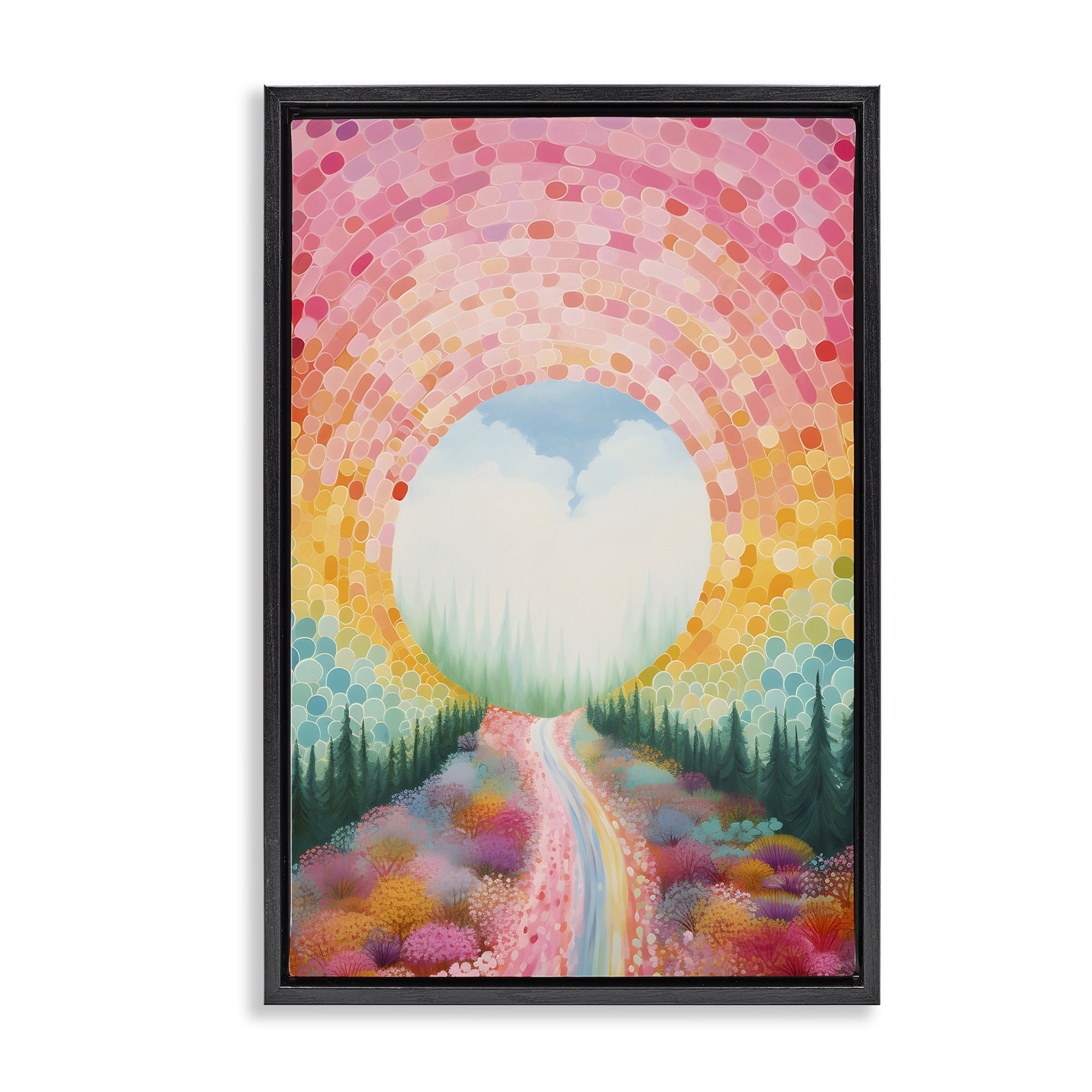 Stupell Industries Geometric Road Path Landscape Painting Black Floater Framed Art Print Wall Art, 17 x 25