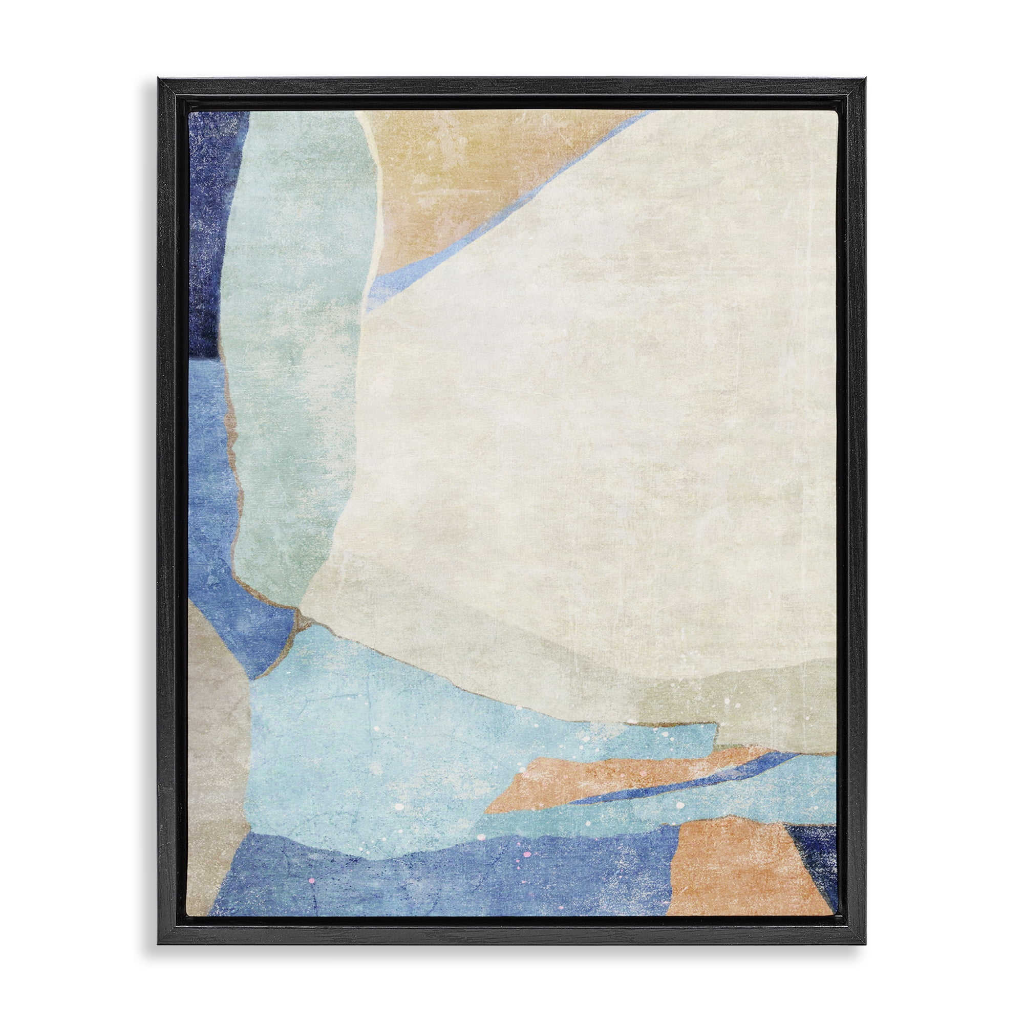 Stupell Industries Geometric Rustic Shapes Abstract Painting Black Floater Framed Canvas Art Print Wall Art, 17 x 21