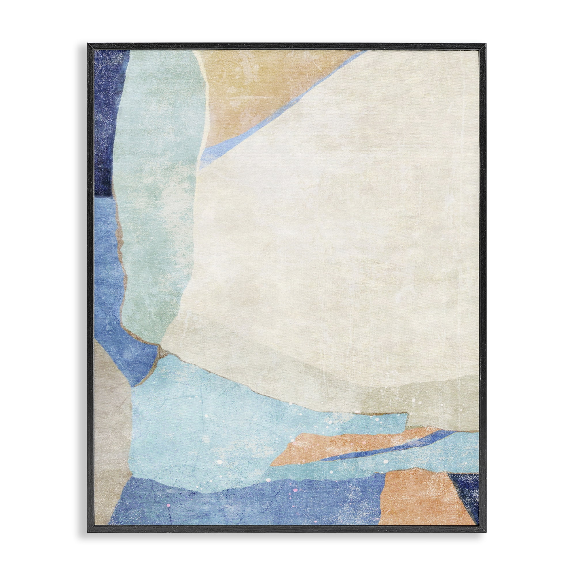 Stupell Industries Geometric Rustic Shapes Abstract Painting Black Framed Art Print Wall Art, 16 x 20