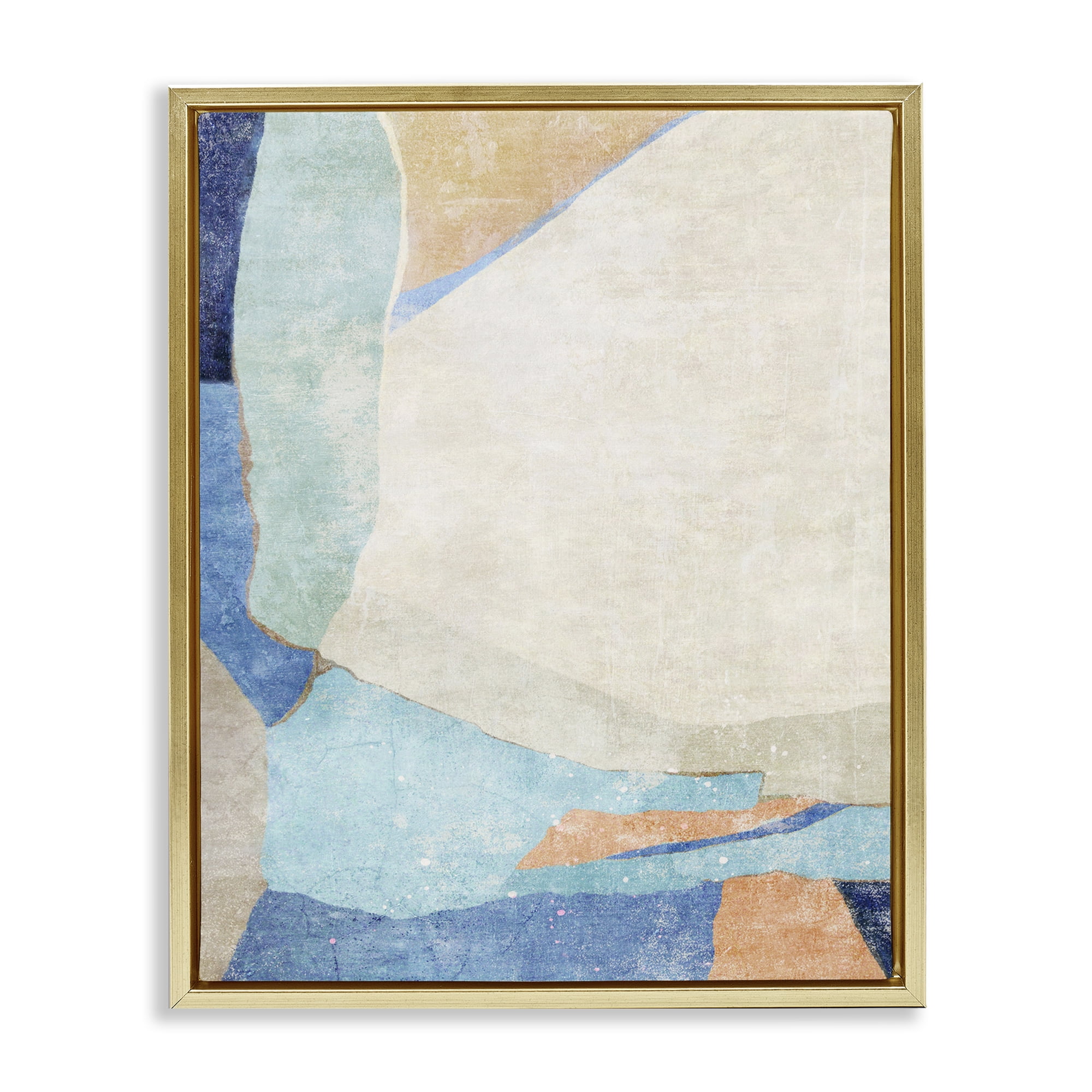 Stupell Industries Geometric Rustic Shapes Abstract Painting Gold Floater Framed Canvas Art Print Wall Art, 25 x 31