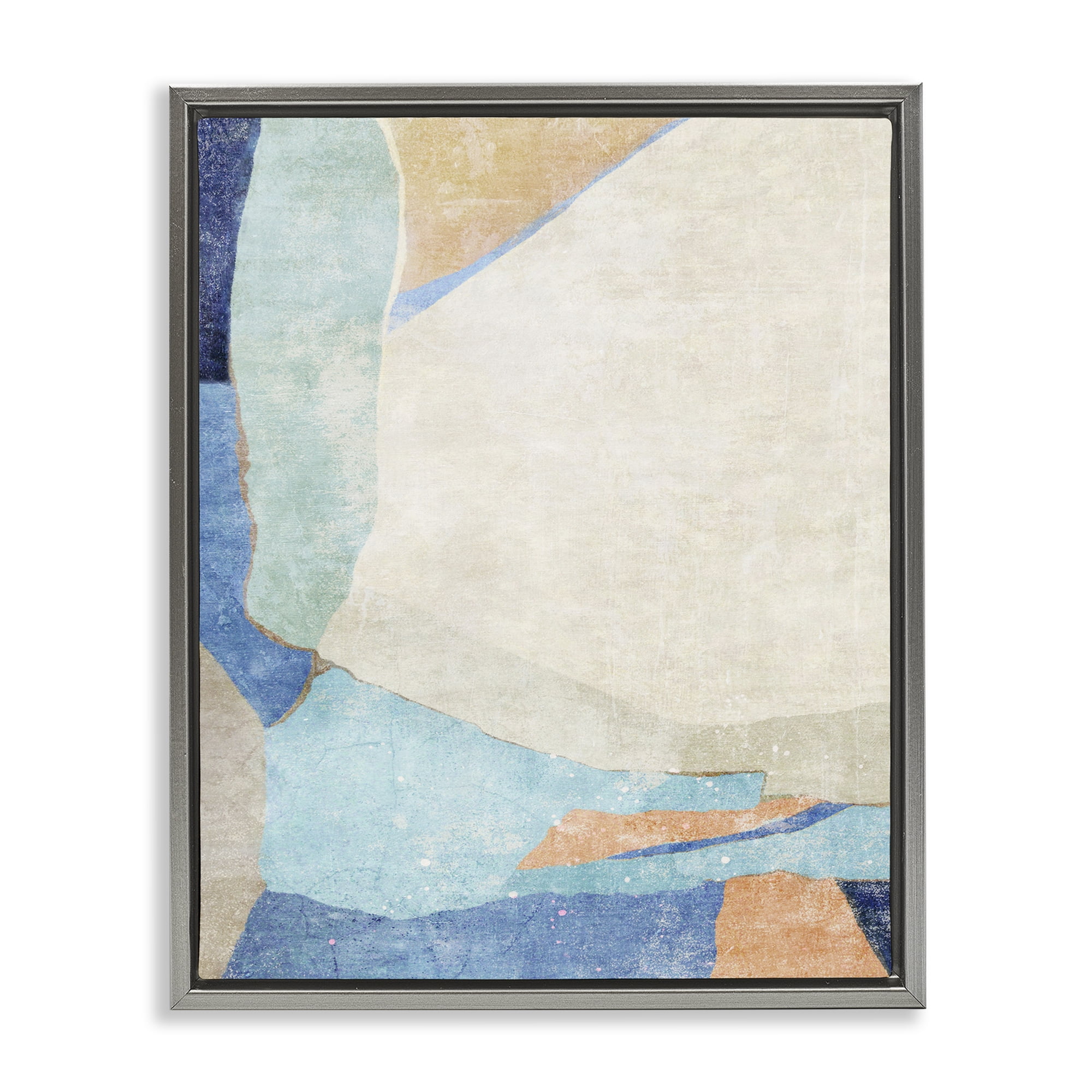 Stupell Industries Geometric Rustic Shapes Abstract Painting Gray Floater Framed Canvas Art Print Wall Art, 17 x 21