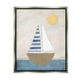 thumbnail image 1 of Stupell Industries Geometric Sailboat Striped Ocean Water Graphic Art Luster Gray Floating Framed Canvas Print Wall Art, Design by Katie Doucette, 1 of 6
