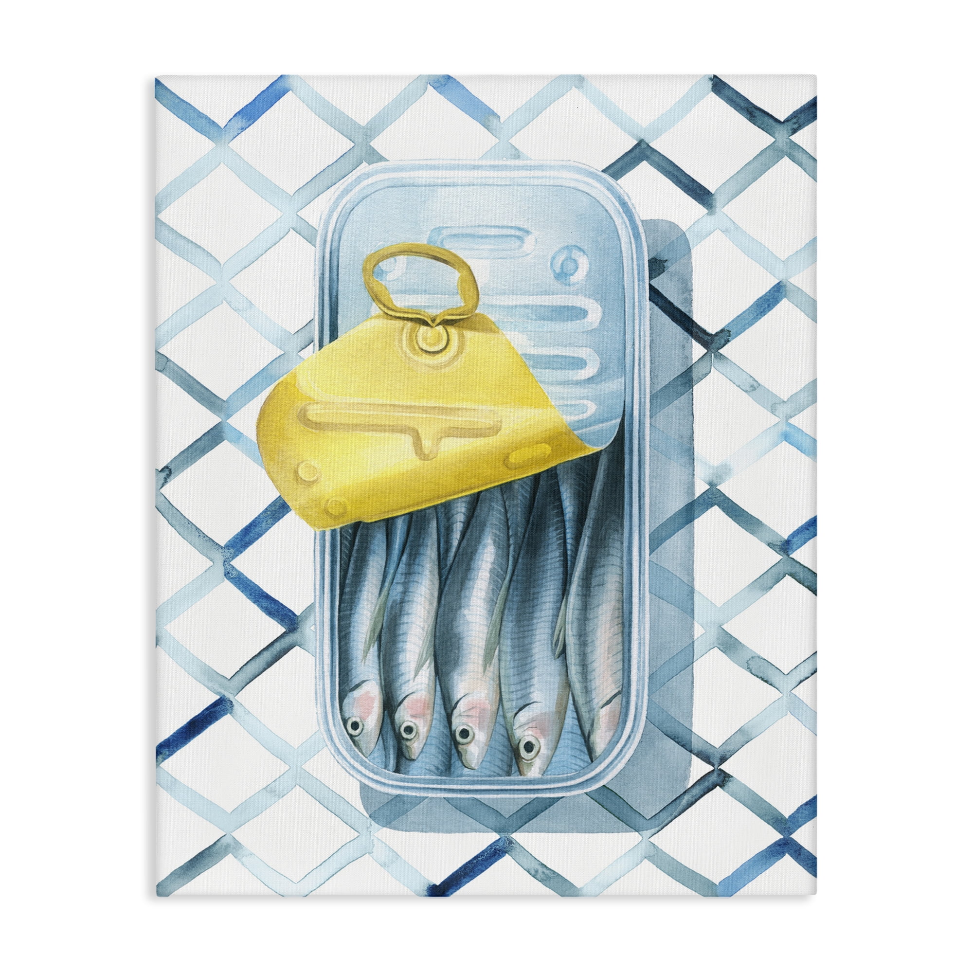 Stupell Industries Geometric Sardines Can Food & Beverage Painting Gallery Wrapped Canvas Art Print Wall Art, 16 x 20