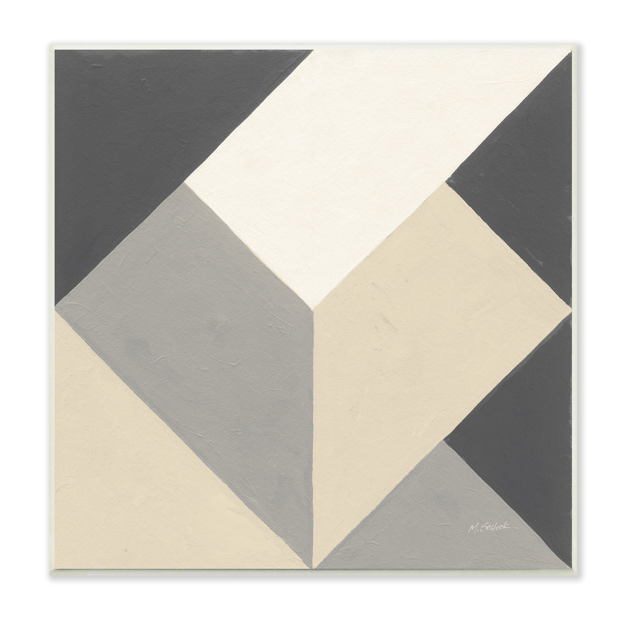Stupell Industries Geometric Shape Arrangement Abstract Grey Beige Heart, 12 x 12, Design by Mike Schick