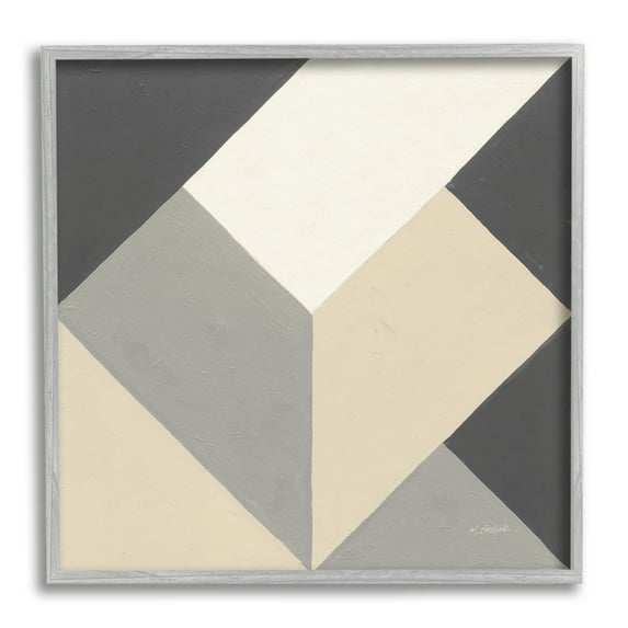 Stupell Industries Geometric Shape Arrangement Abstract Grey Beige Heart, 24 x 24, Design by Mike Schick