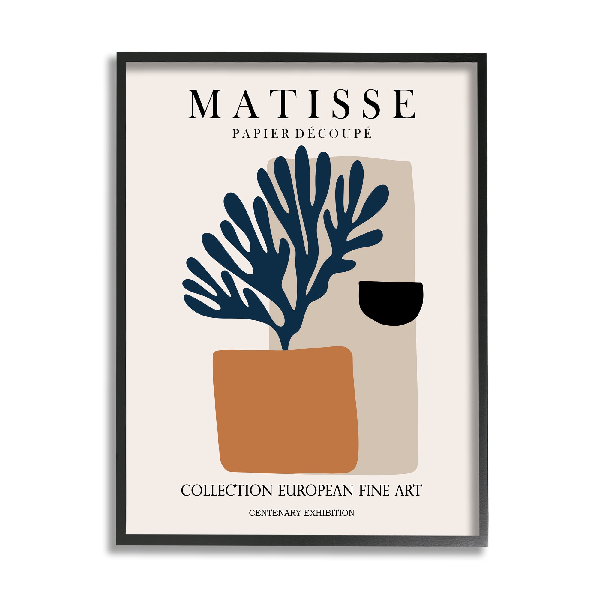 Stupell Industries Geometric Shapes Floral Botanicals Neutral Matisse Design Framed Wall Art, 11 x 14, Design by Ros Ruseva