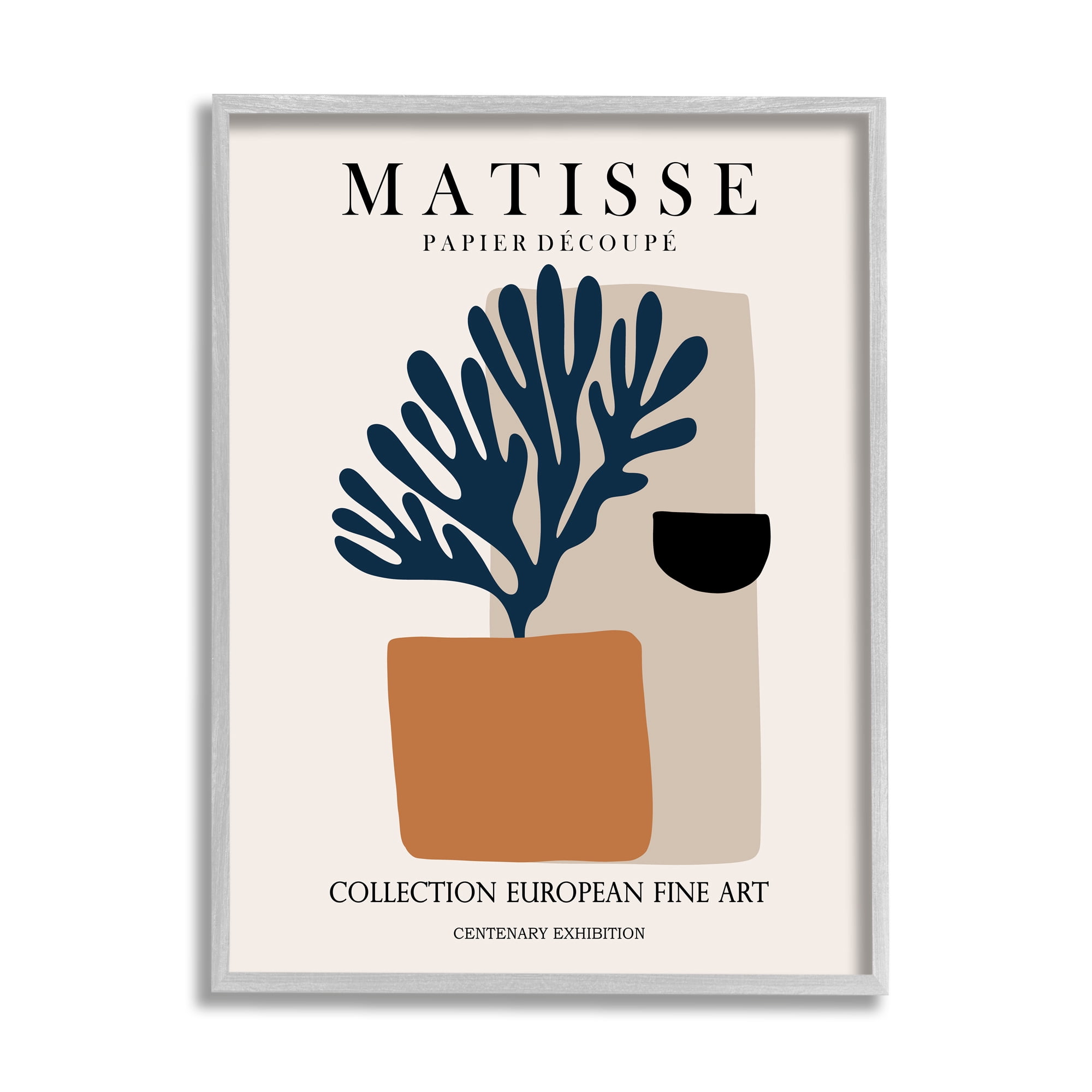 Stupell Industries Geometric Shapes Floral Botanicals Neutral Matisse Design Framed Wall Art, 16 x 20, Design by Ros Ruseva