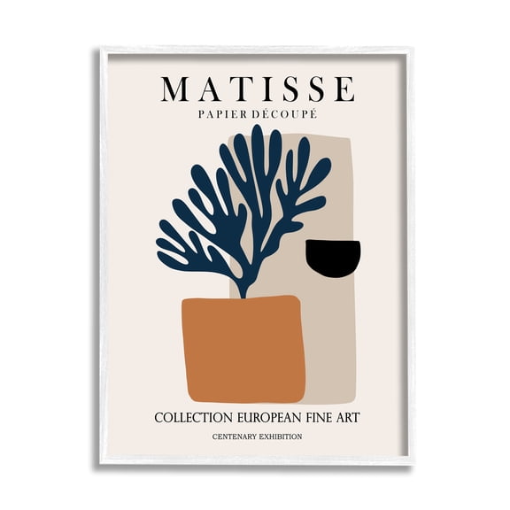 Stupell Industries Geometric Shapes Floral Botanicals Neutral Matisse Design Framed Wall Art, 16 x 20, Design by Ros Ruseva