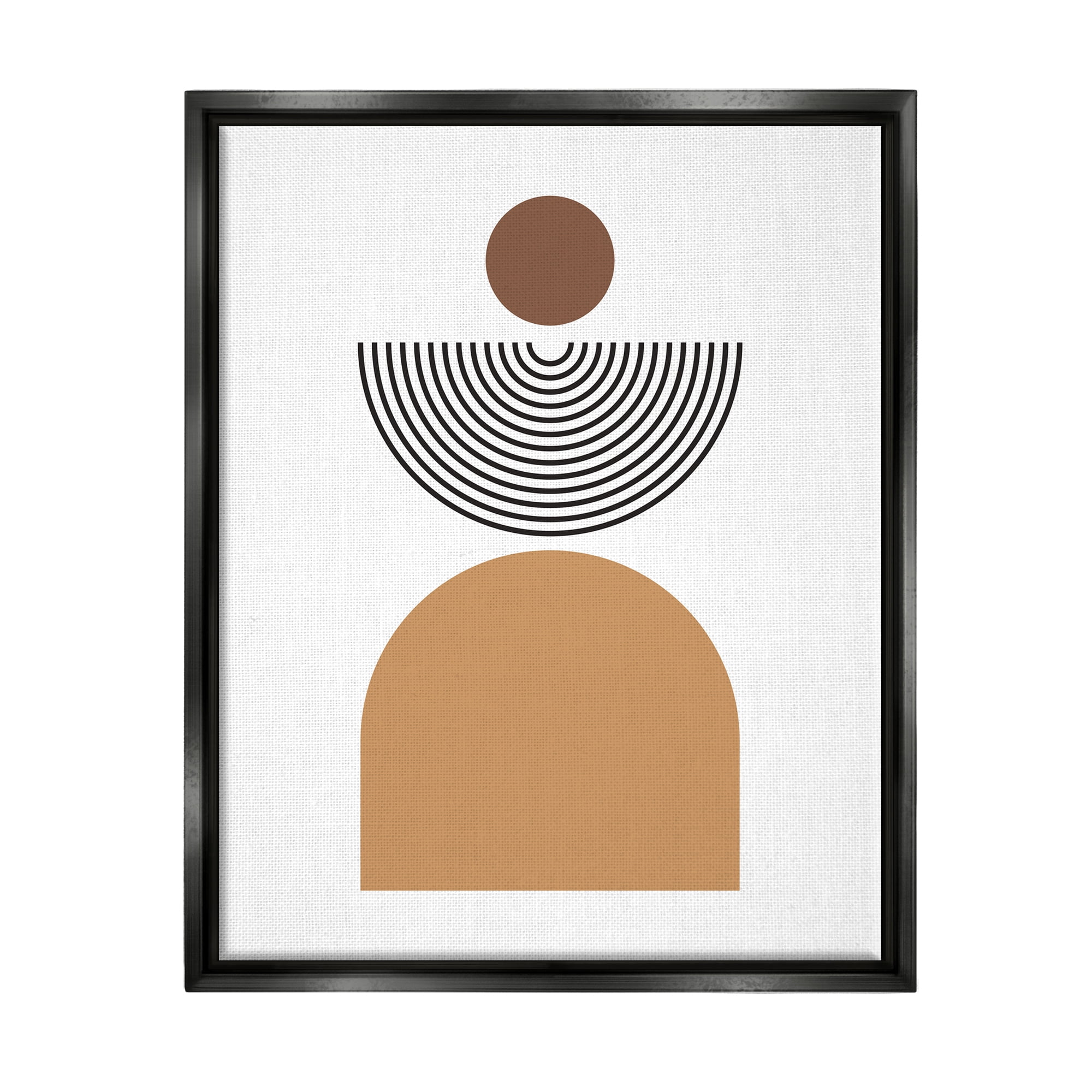 Stupell Industries Geometric Shapes on White Abstract Painting Black Floater Framed Art Print Wall Art, 17 x 21