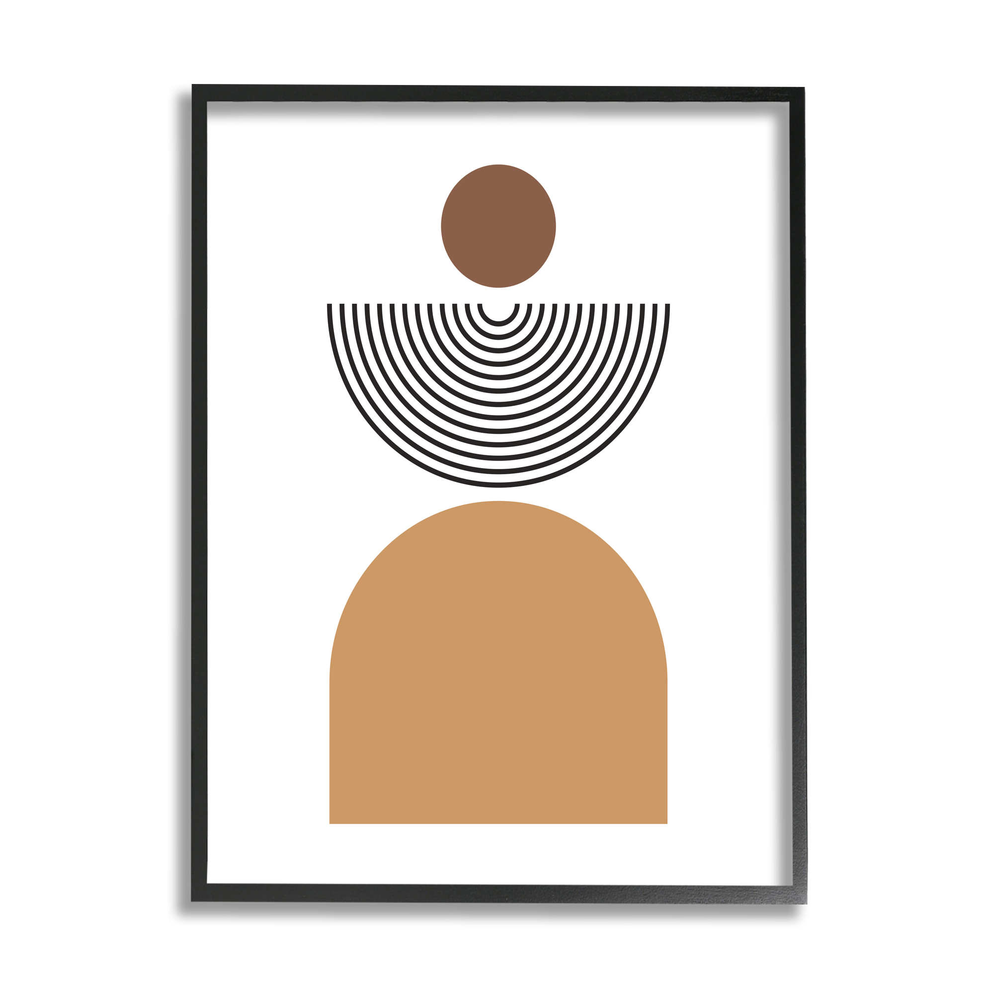 Stupell Industries Geometric Shapes on White Abstract Painting Black Framed Art Print Wall Art, 11 x 14
