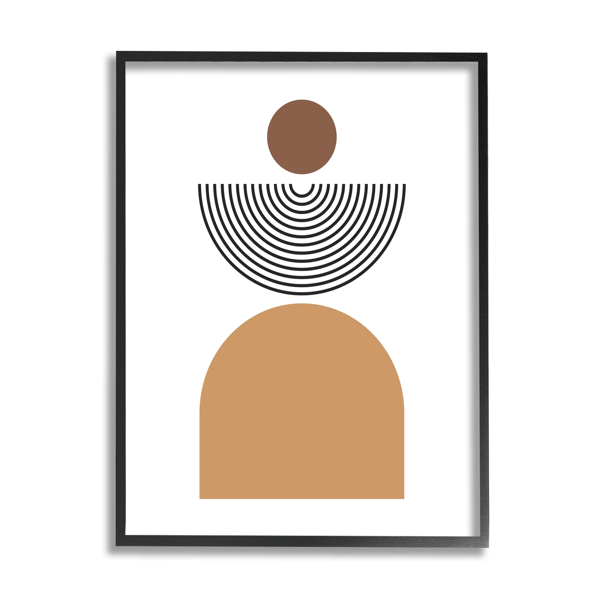 Stupell Industries Geometric Shapes on White Abstract Painting Black Framed Art Print Wall Art, 24 x 30