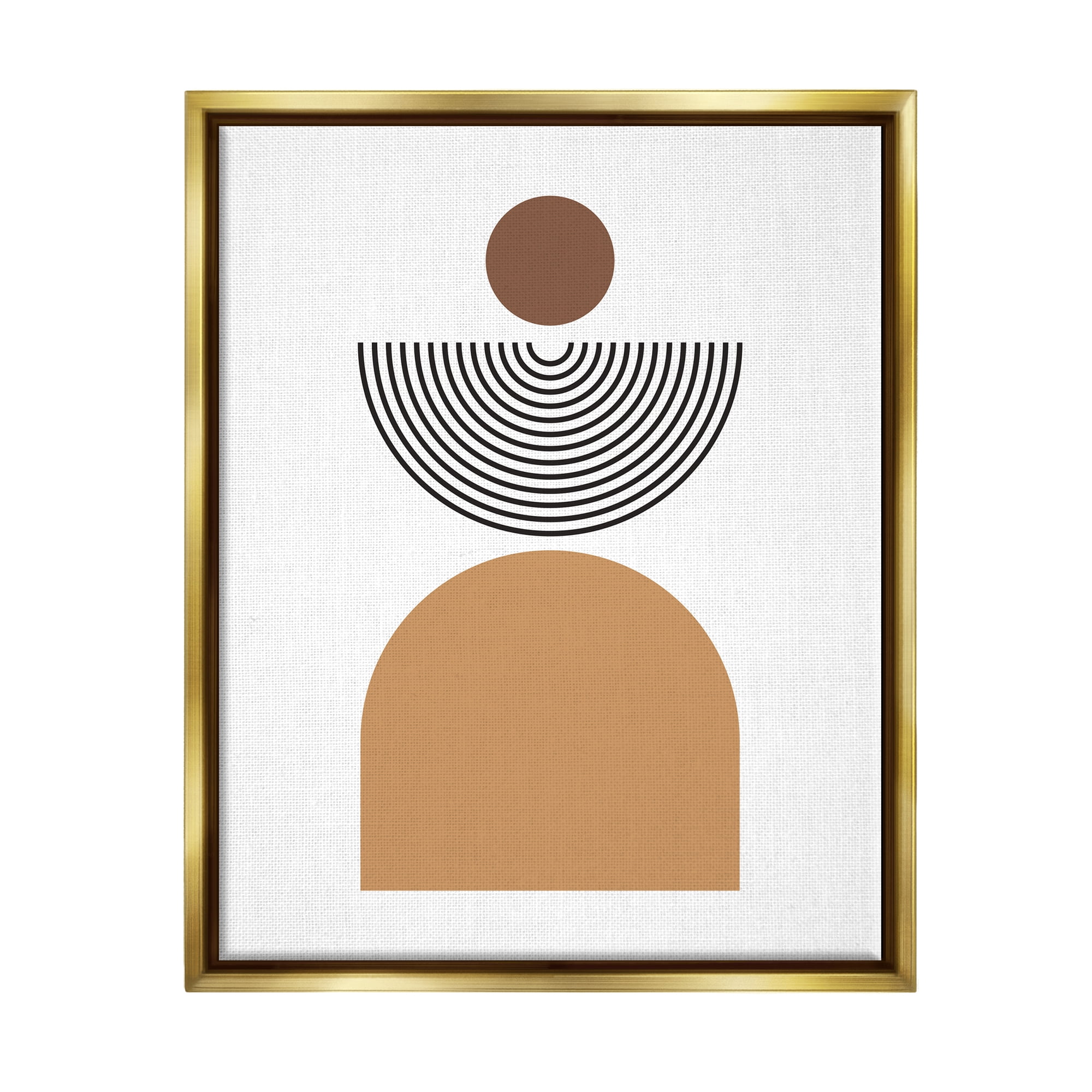 Stupell Industries Geometric Shapes on White Abstract Painting Gold Floater Framed Art Print Wall Art, 25 x 31