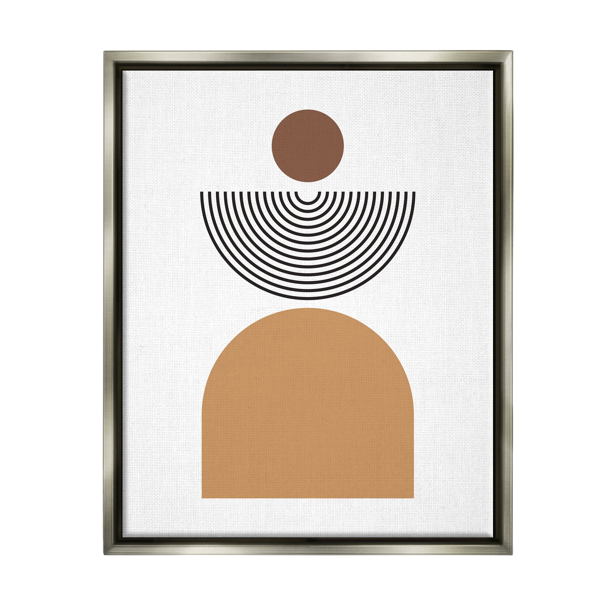 Stupell Industries Geometric Shapes on White Abstract Painting Gray Floater Framed Art Print Wall Art, 25 x 31