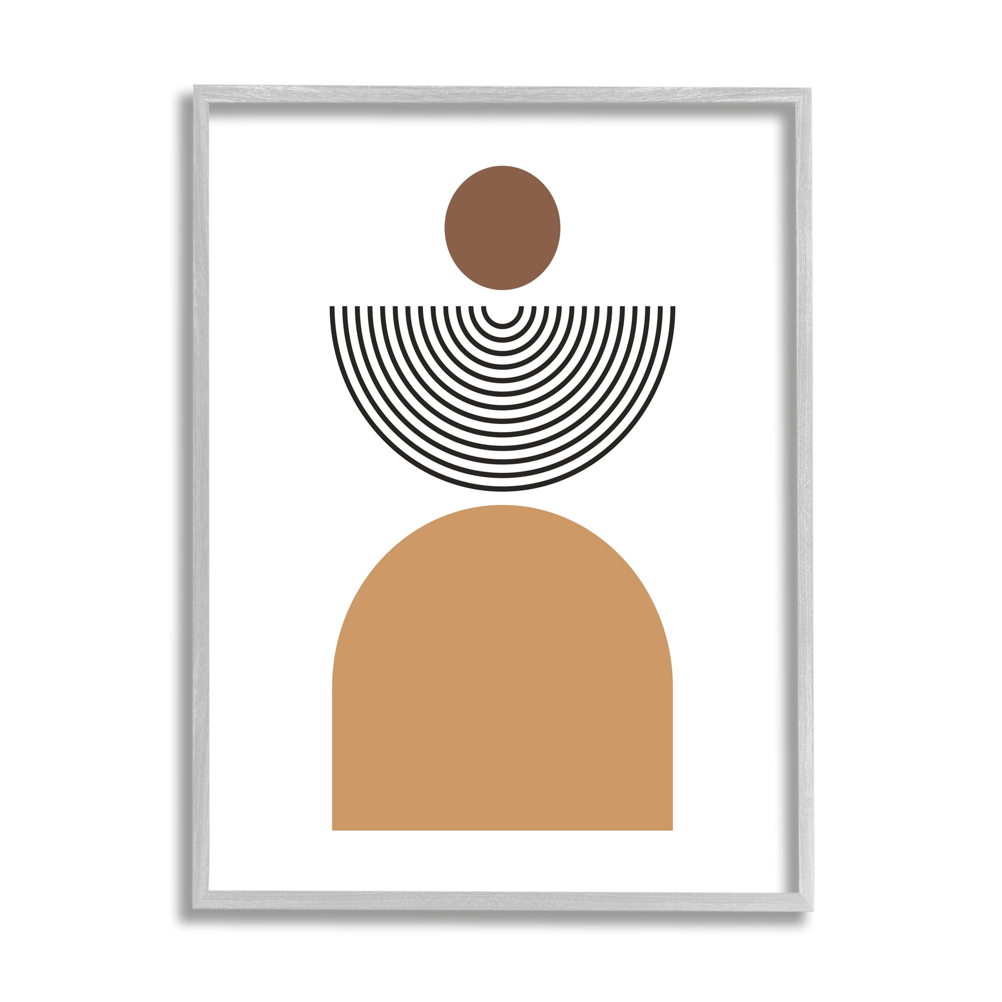 Stupell Industries Geometric Shapes on White Abstract Painting Gray Framed Art Print Wall Art, 24 x 30