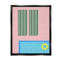 Stupell Industries Geometric Summer Poolside Nature Painting Black Floater Framed Canvas Art Print Wall Art, 17 x 21
