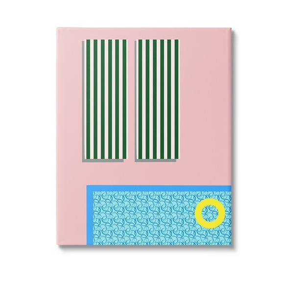 Stupell Industries Geometric Summer Poolside Nature Painting Gallery Wrapped Canvas Art Print Wall Art, 16 x 20