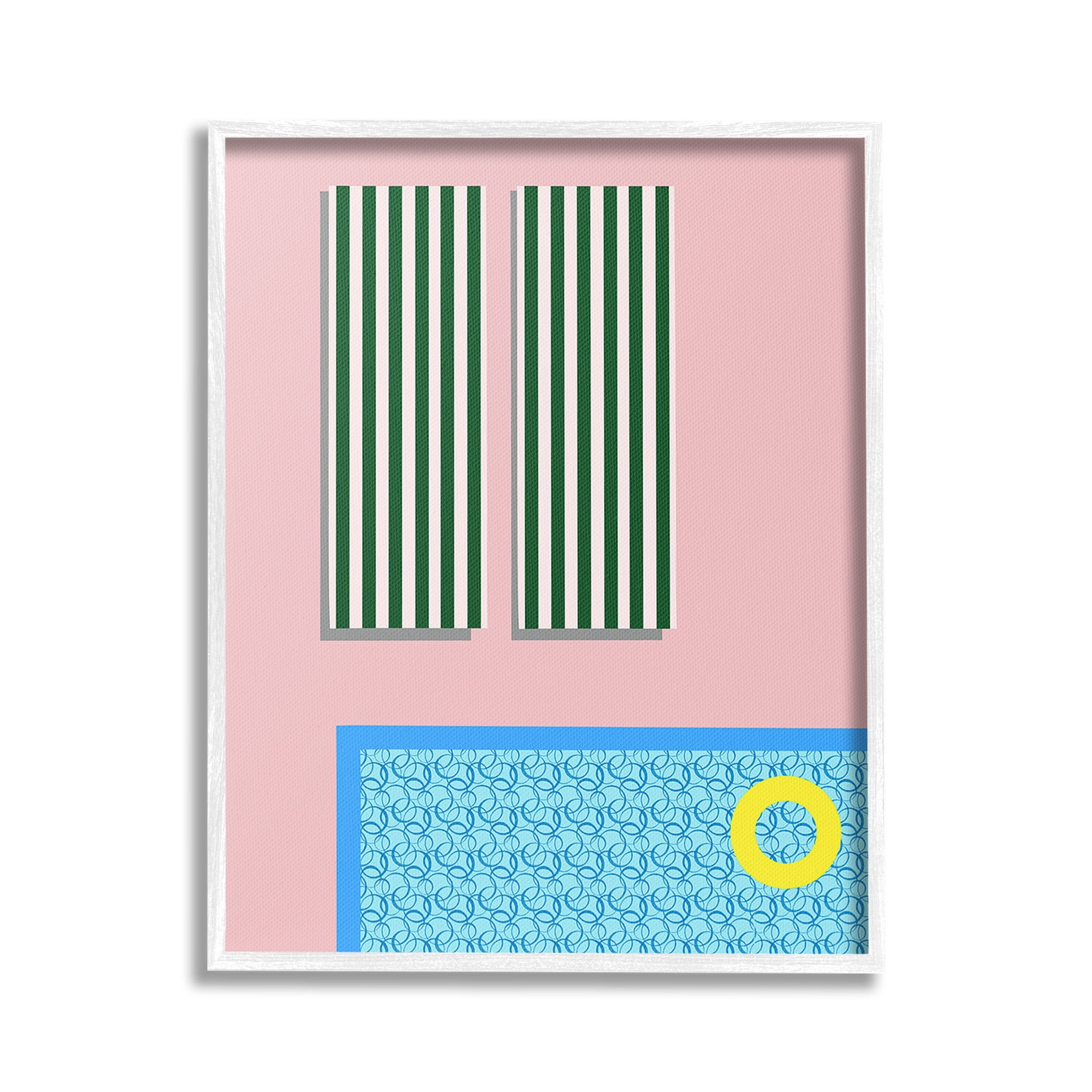 Stupell Industries Geometric Summer Poolside Nature Painting White Framed Art Print Wall Art, 16 x 20