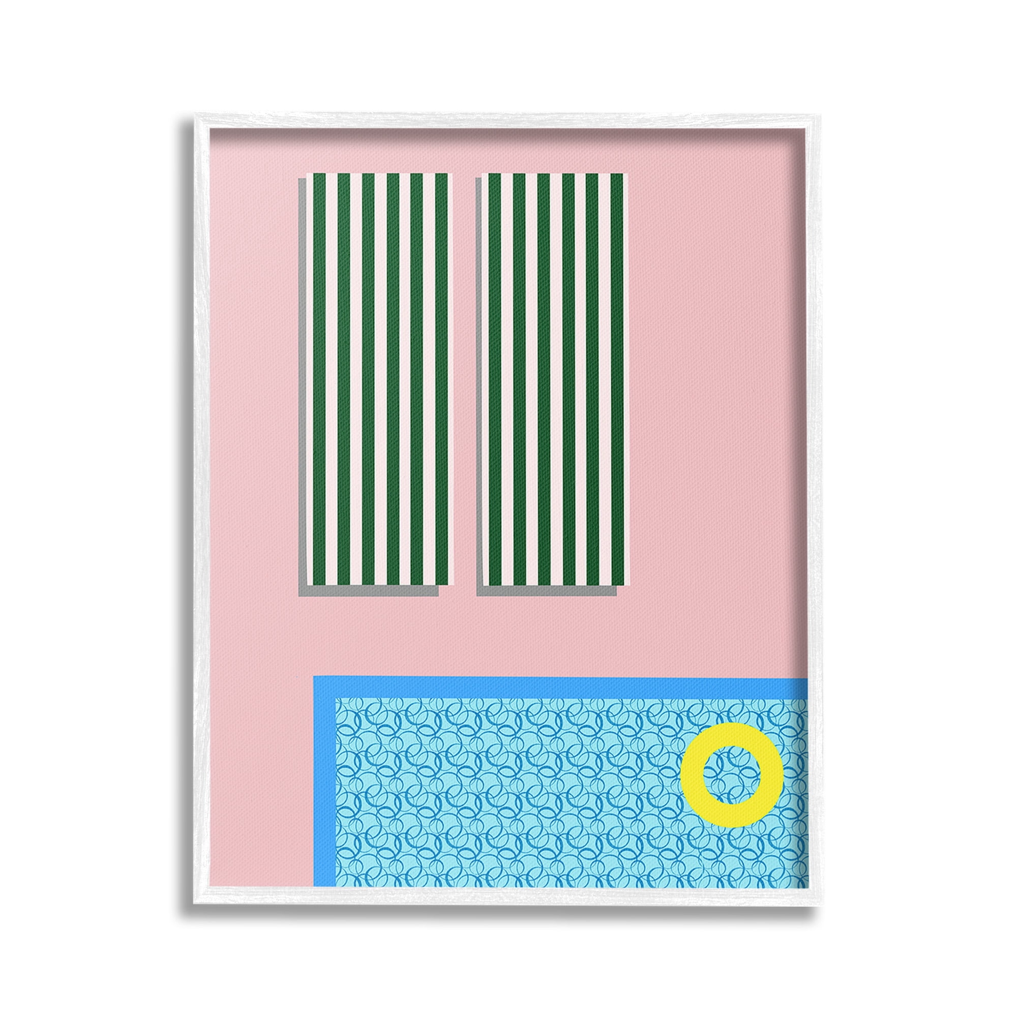 Stupell Industries Geometric Summer Poolside Nature Painting White Framed Art Print Wall Art, 24 x 30