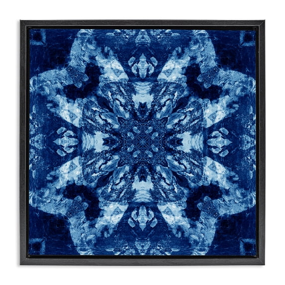 Stupell Industries Bohemian Geometric Symmetry Pattern Black Floating Frame Canvas Art, 18 x 18, by El Perkin