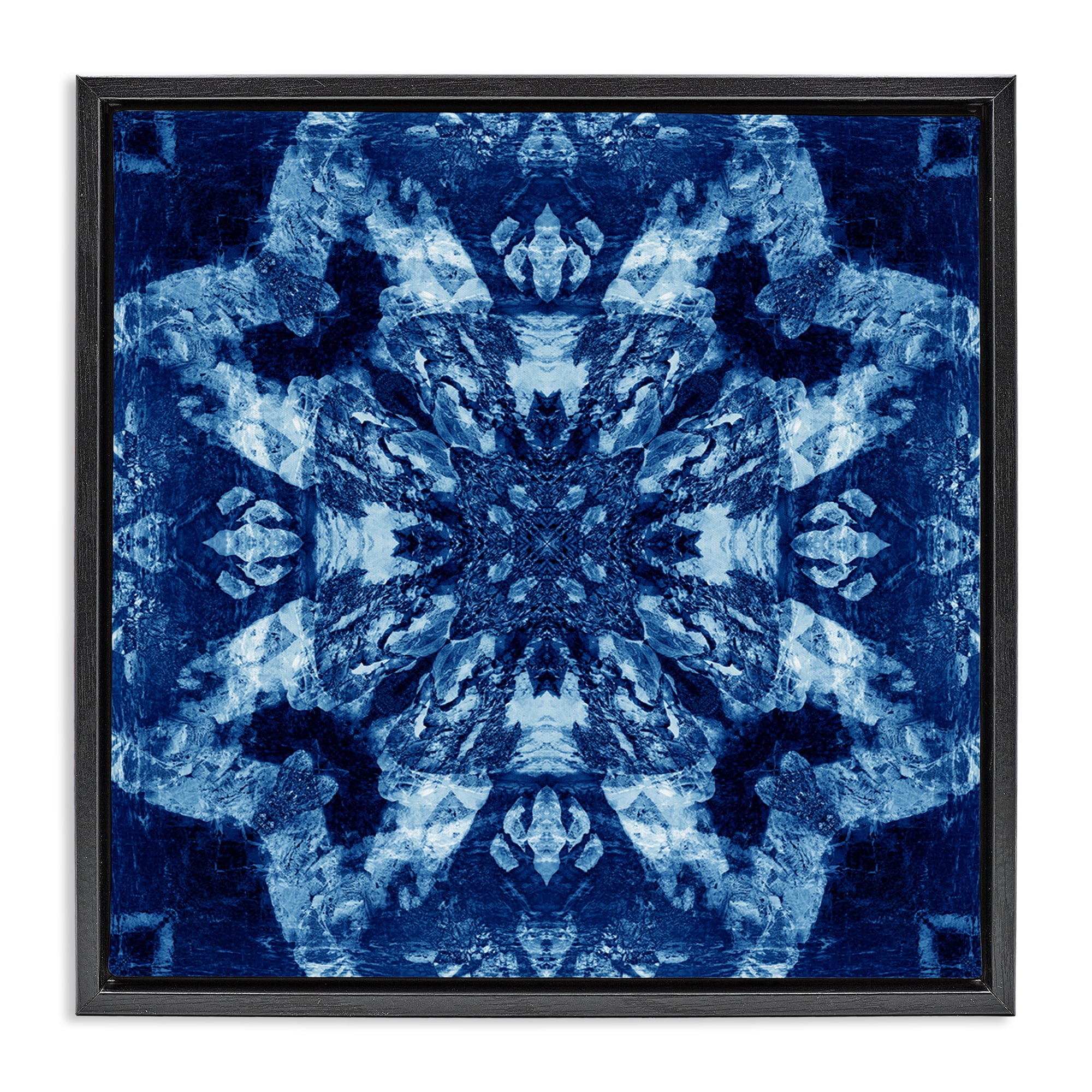 Stupell Industries Geometric Symmetry Pattern Abstract Painting Black Floater Framed Canvas Art Print Wall Art, 25 x 25