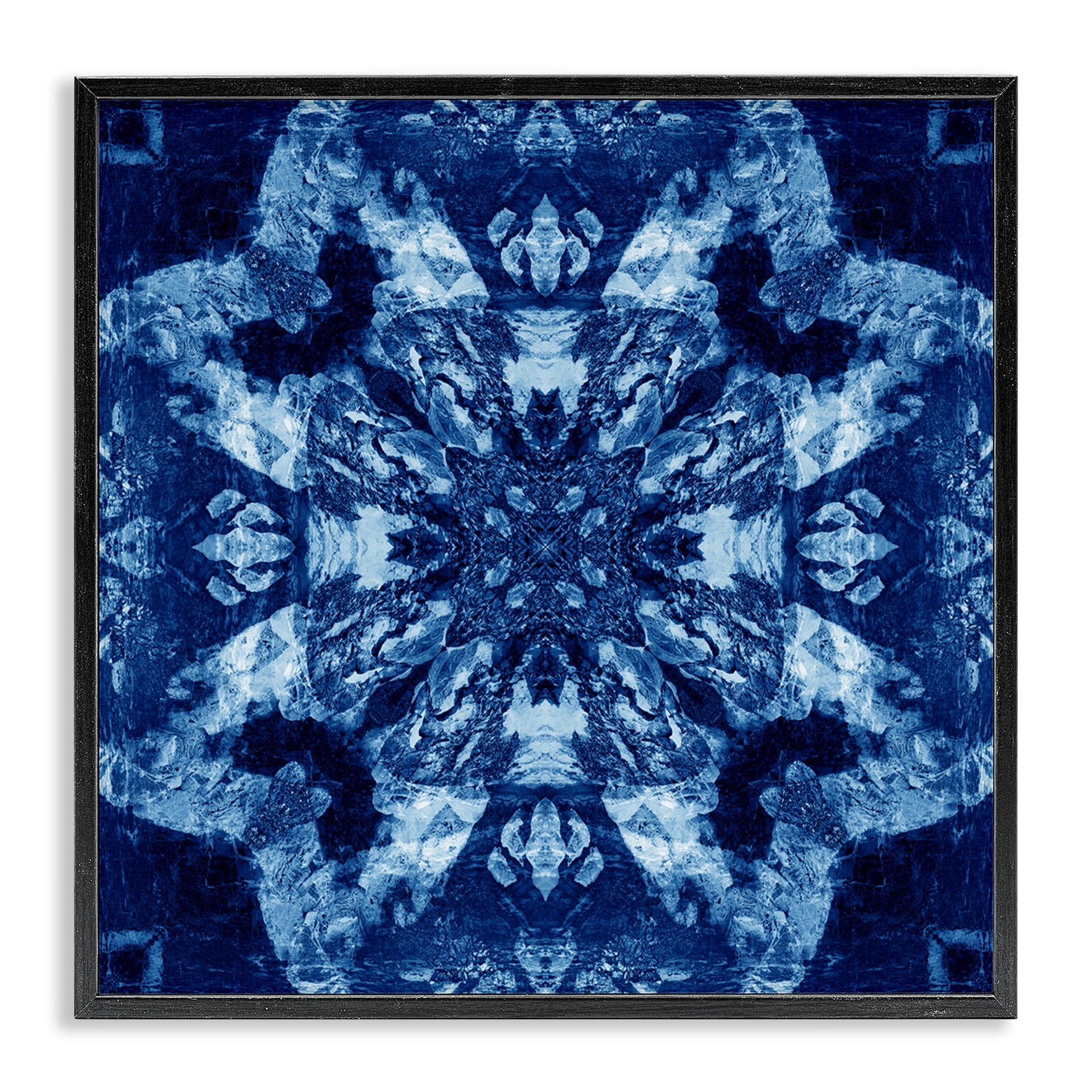 Stupell Industries Geometric Symmetry Pattern Abstract Painting Black Framed Art Print Wall Art, 17 x 17