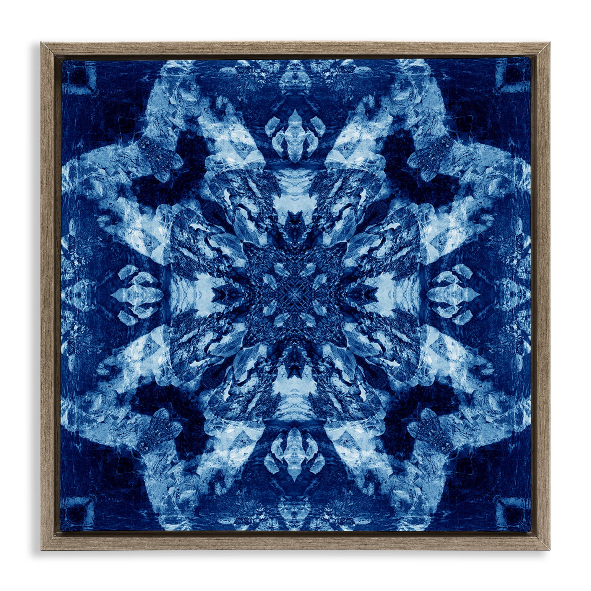 Stupell Industries Geometric Symmetry Pattern Abstract Painting Brown Floater Framed Canvas Art Print Wall Art, 18 x 18