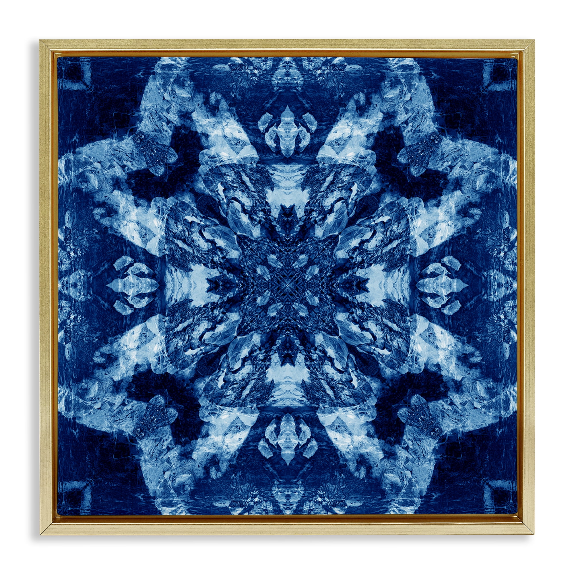 Stupell Industries Geometric Symmetry Pattern Abstract Painting Gold Floater Framed Canvas Art Print Wall Art, 18 x 18