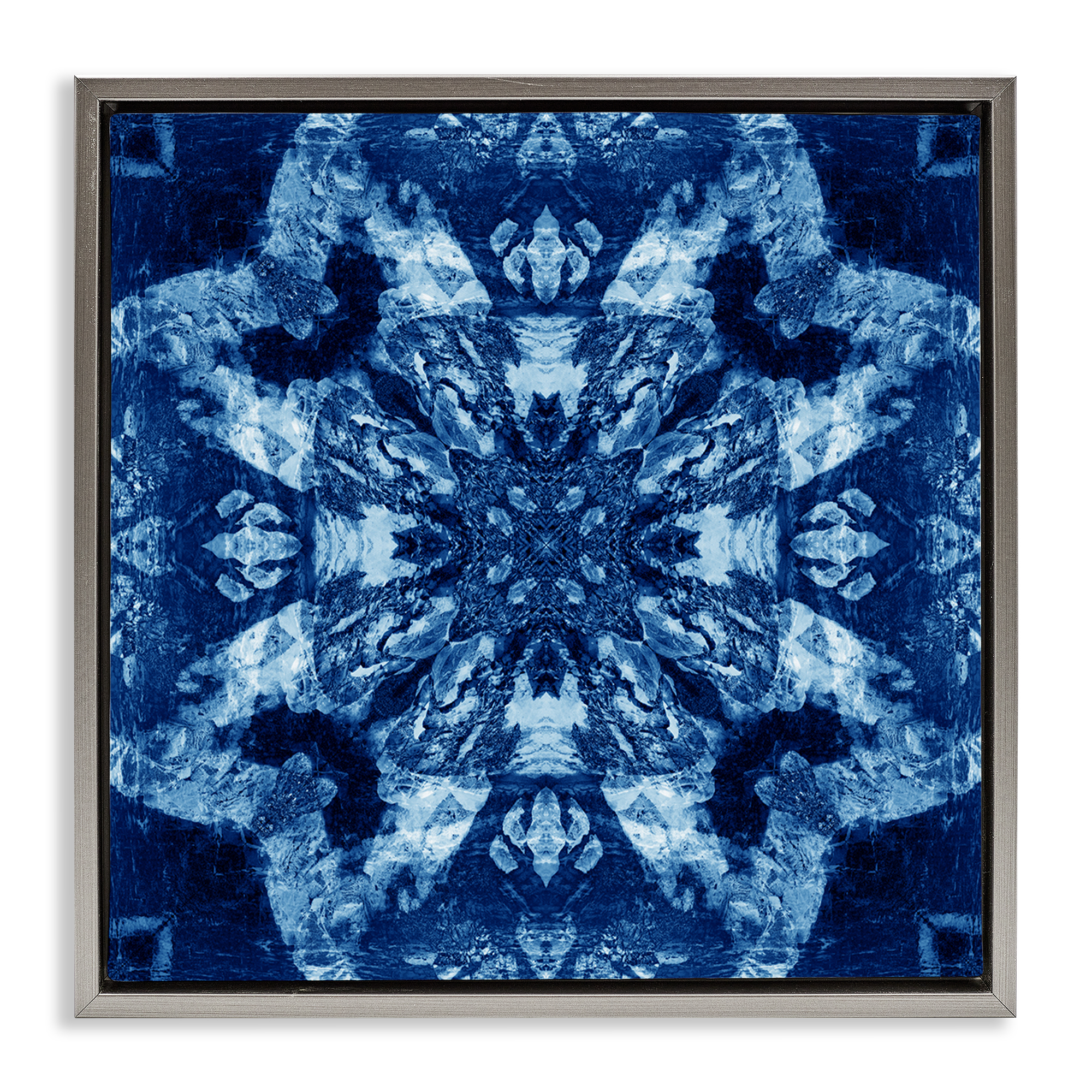 Stupell Industries Geometric Symmetry Pattern Abstract Painting Gray Floater Framed Canvas Art Print Wall Art, 18 x 18
