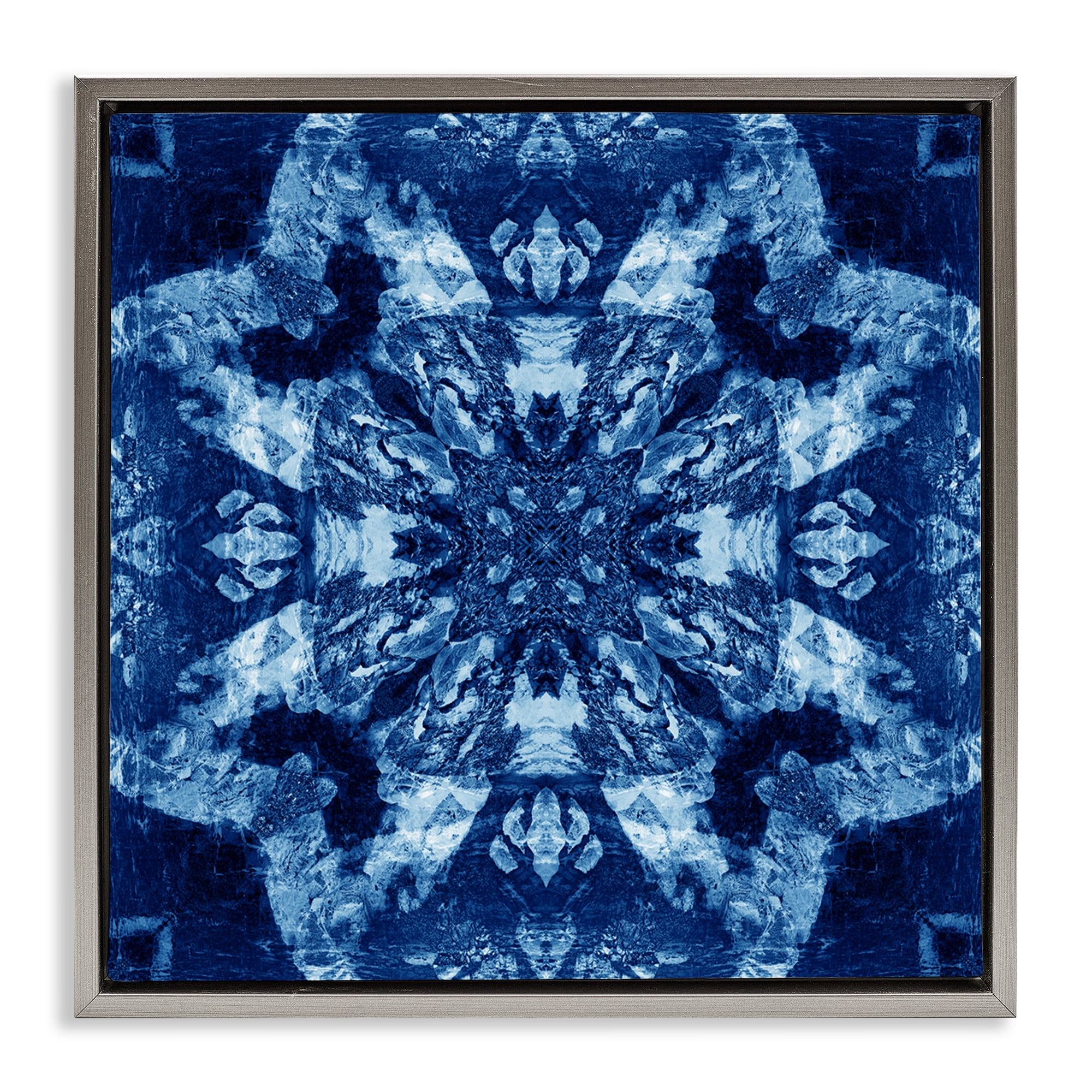 Stupell Industries Geometric Symmetry Pattern Abstract Painting Gray Floater Framed Canvas Art Print Wall Art, 25 x 25
