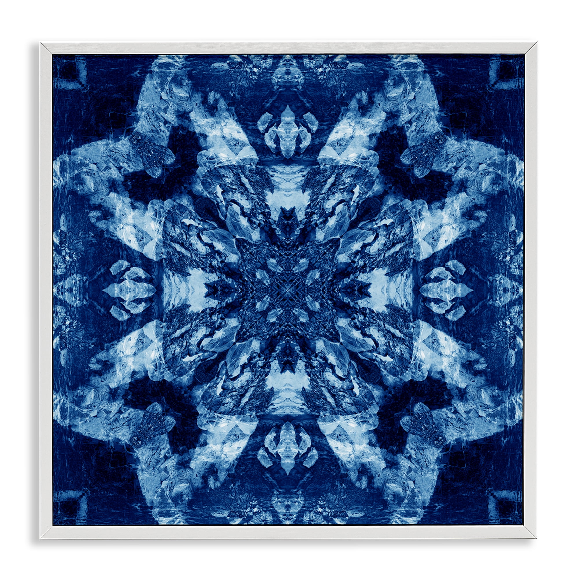 Stupell Industries Geometric Symmetry Pattern Abstract Painting White Framed Art Print Wall Art, 12 x 12