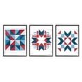 thumbnail image 1 of Stupell Industries Geometric Triangular Quilt Pattern Design Red White Blue Framed Wall Art Design by Lettered and Lined, 3 Piece, 11" x 14", Black Framed, 1 of 5